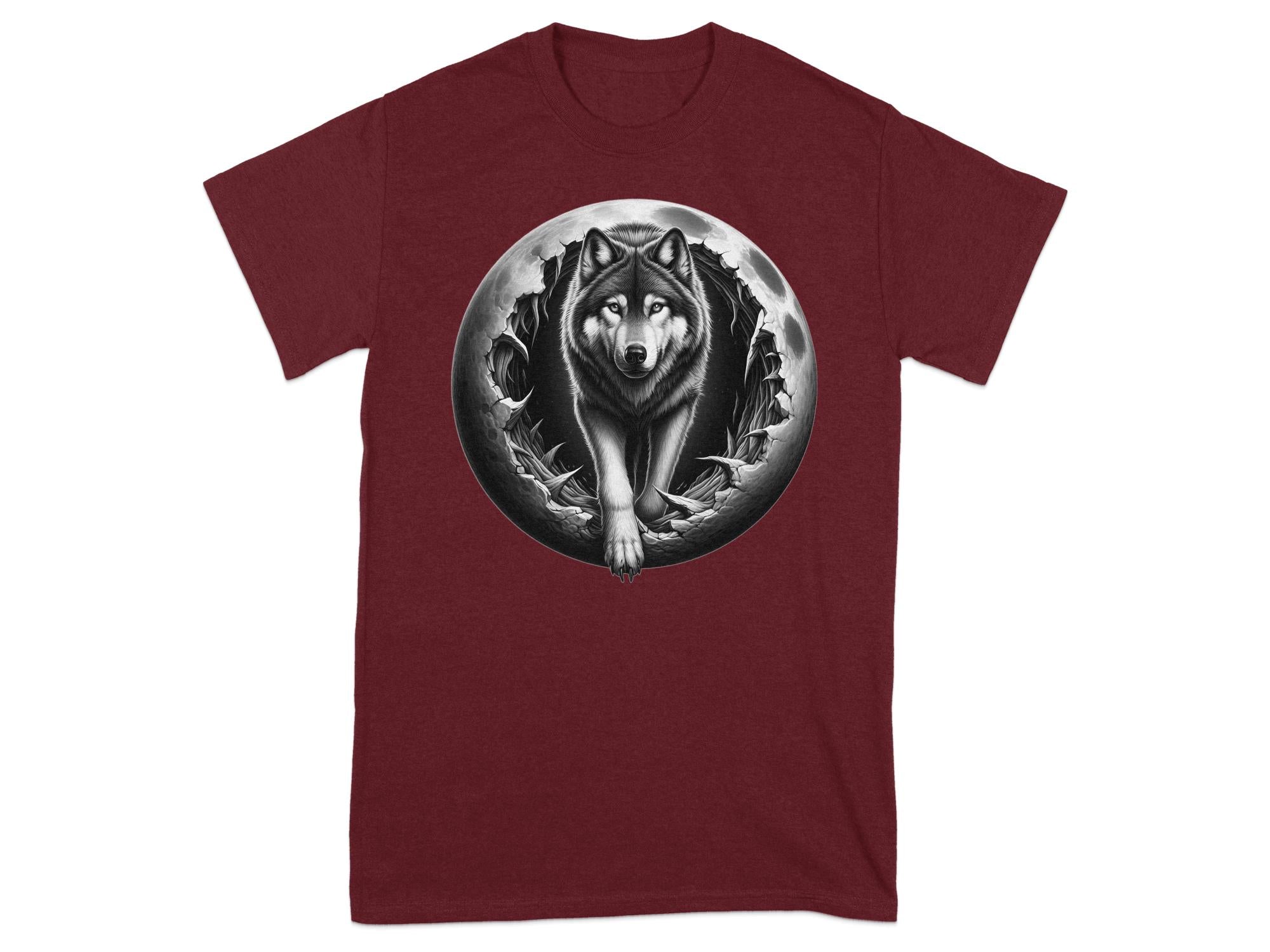 Moon Wolf - Coloured Gildan T-Shirt Realistic Animal Talisman Unisex Mythology Tee Graphic Design