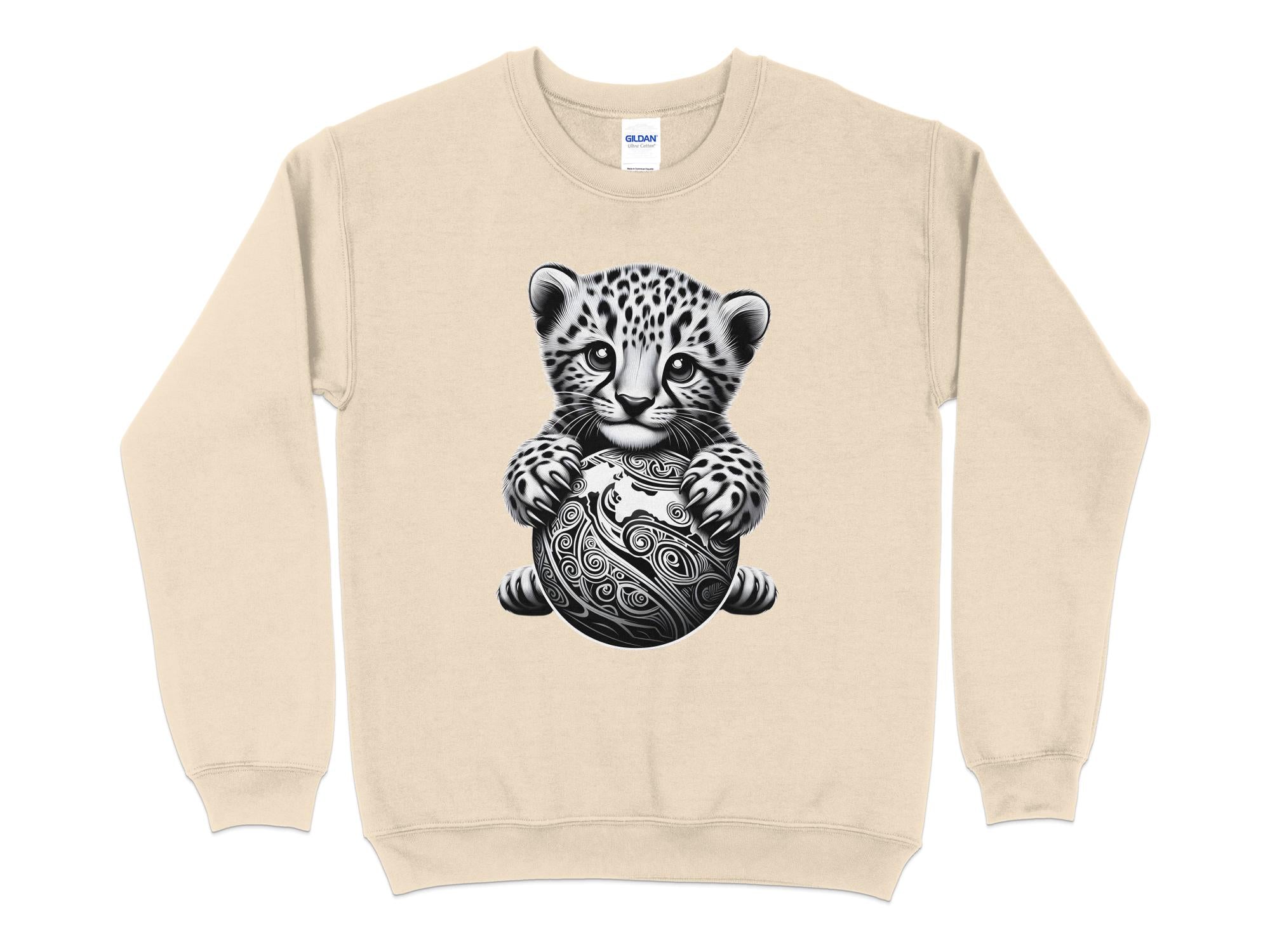 Cheetah World - Coloured Gildan Sweatshirt Realistic Animal Talisman Unisex Cute Tee Graphic Design