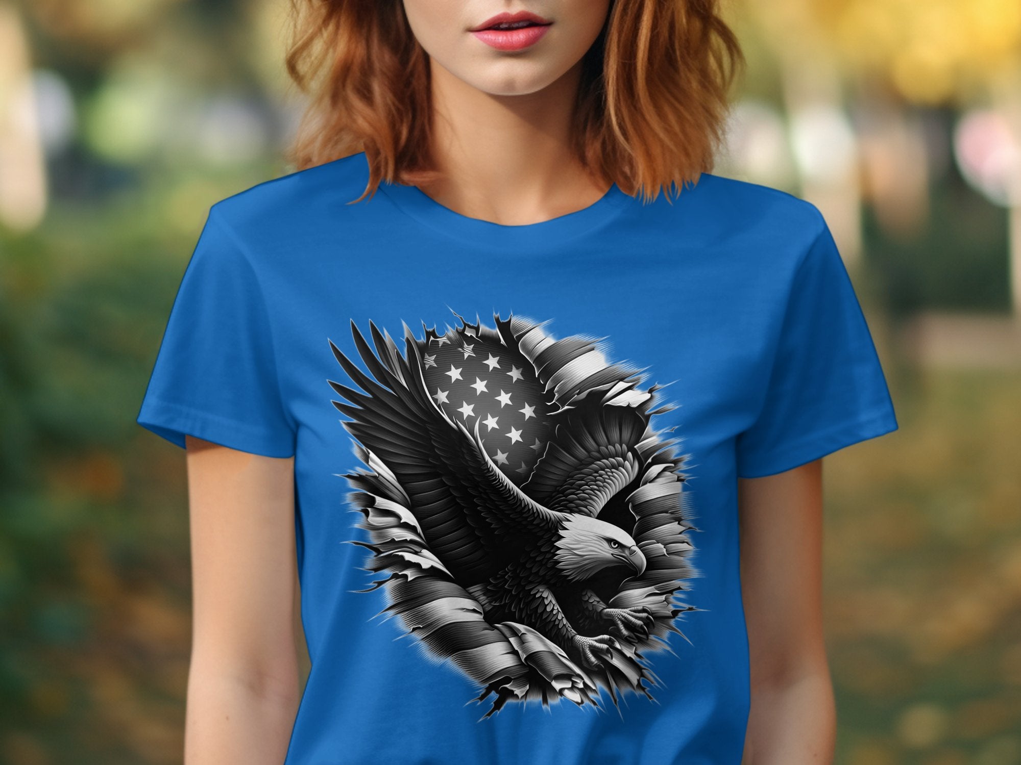 Eagle Patriot - Coloured Gildan T-Shirt Realistic Animal Talisman Unisex Tee Graphic Design