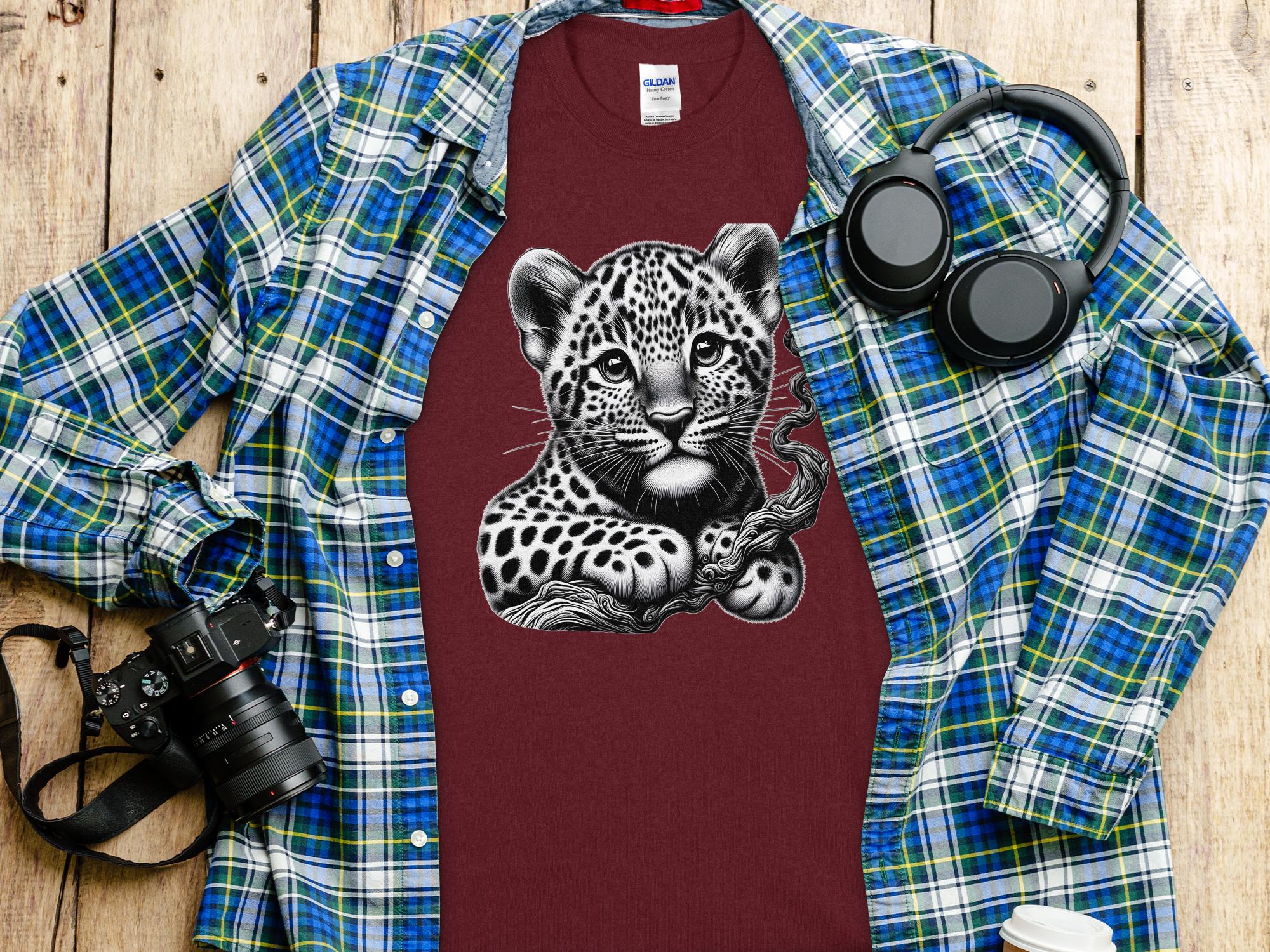 Leopard Bonsai - Coloured Gildan T-Shirt Realistic Animal Talisman Unisex Cute Tee Graphic Design