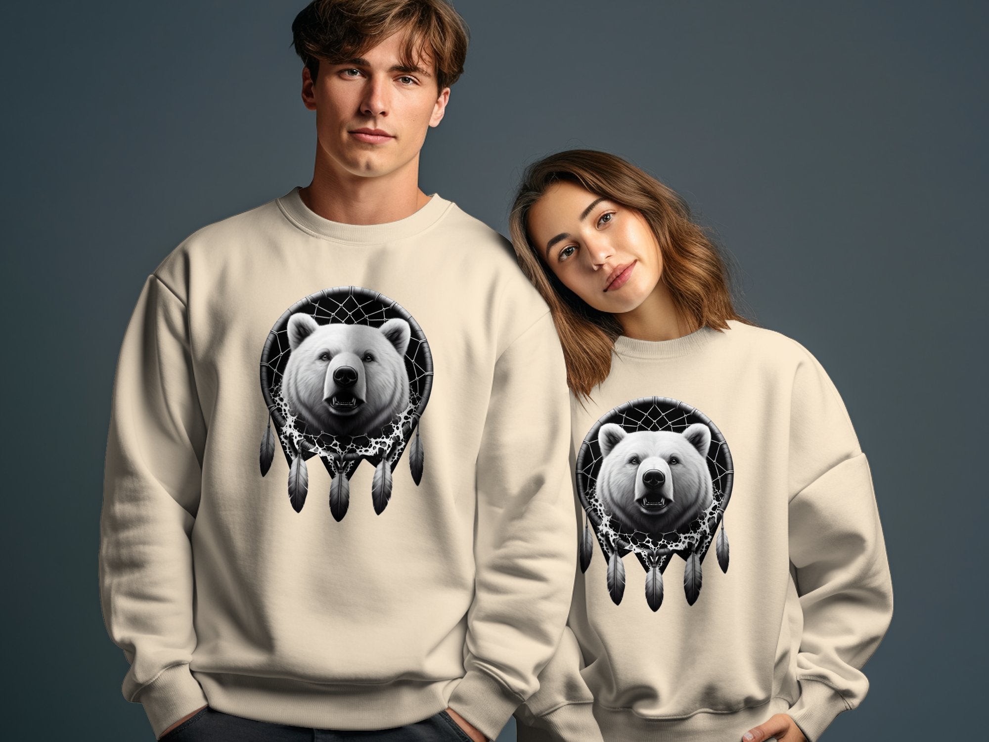 Dreamcatcher Bear - Coloured Gildan Sweatshirt Realistic Native American Talisman Unisex Mythology Tee Graphic Design