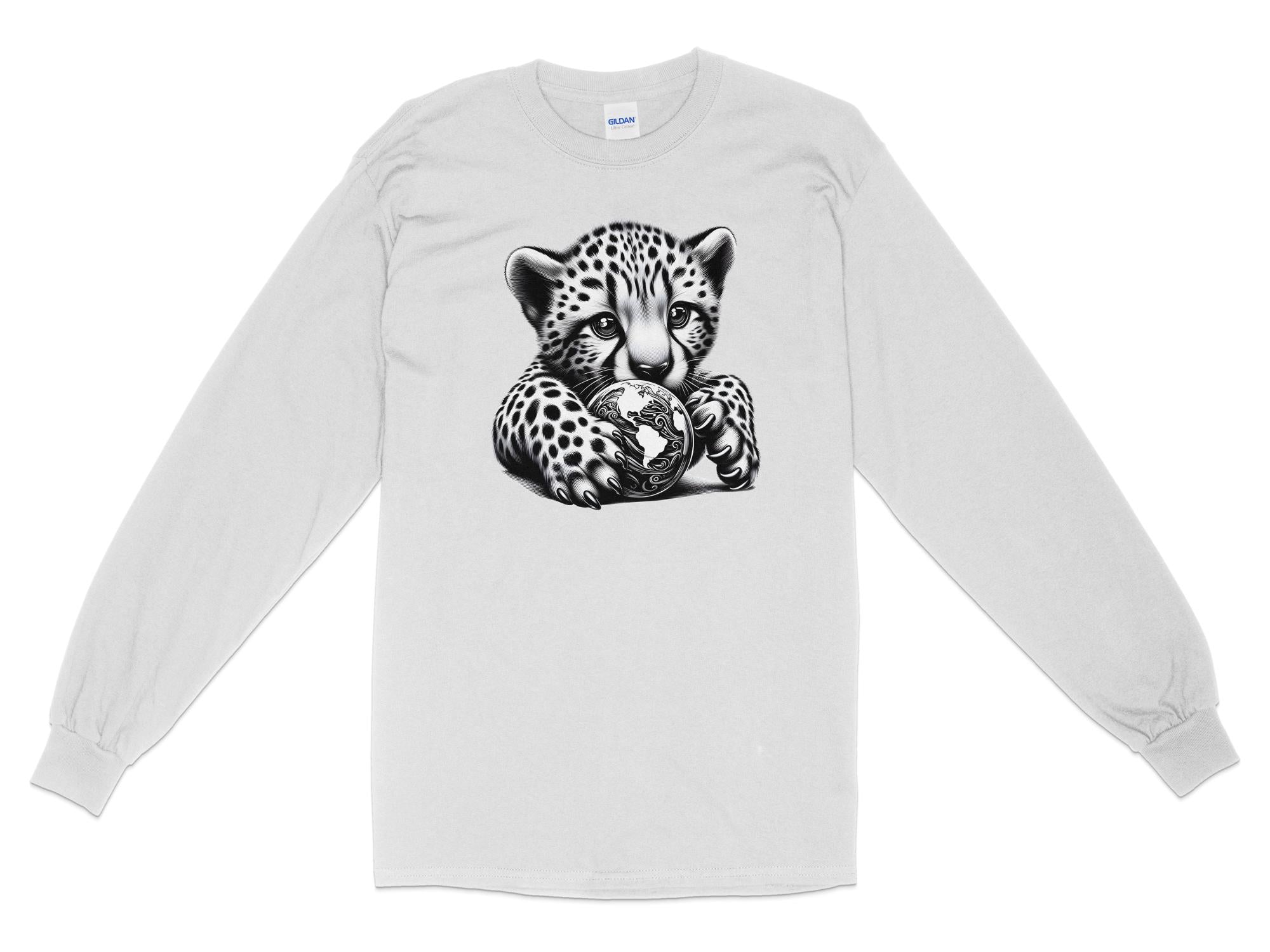 Cheetah World - Coloured Gildan Long Sleeve Realistic Animal Talisman Unisex Cute Tee Graphic Design