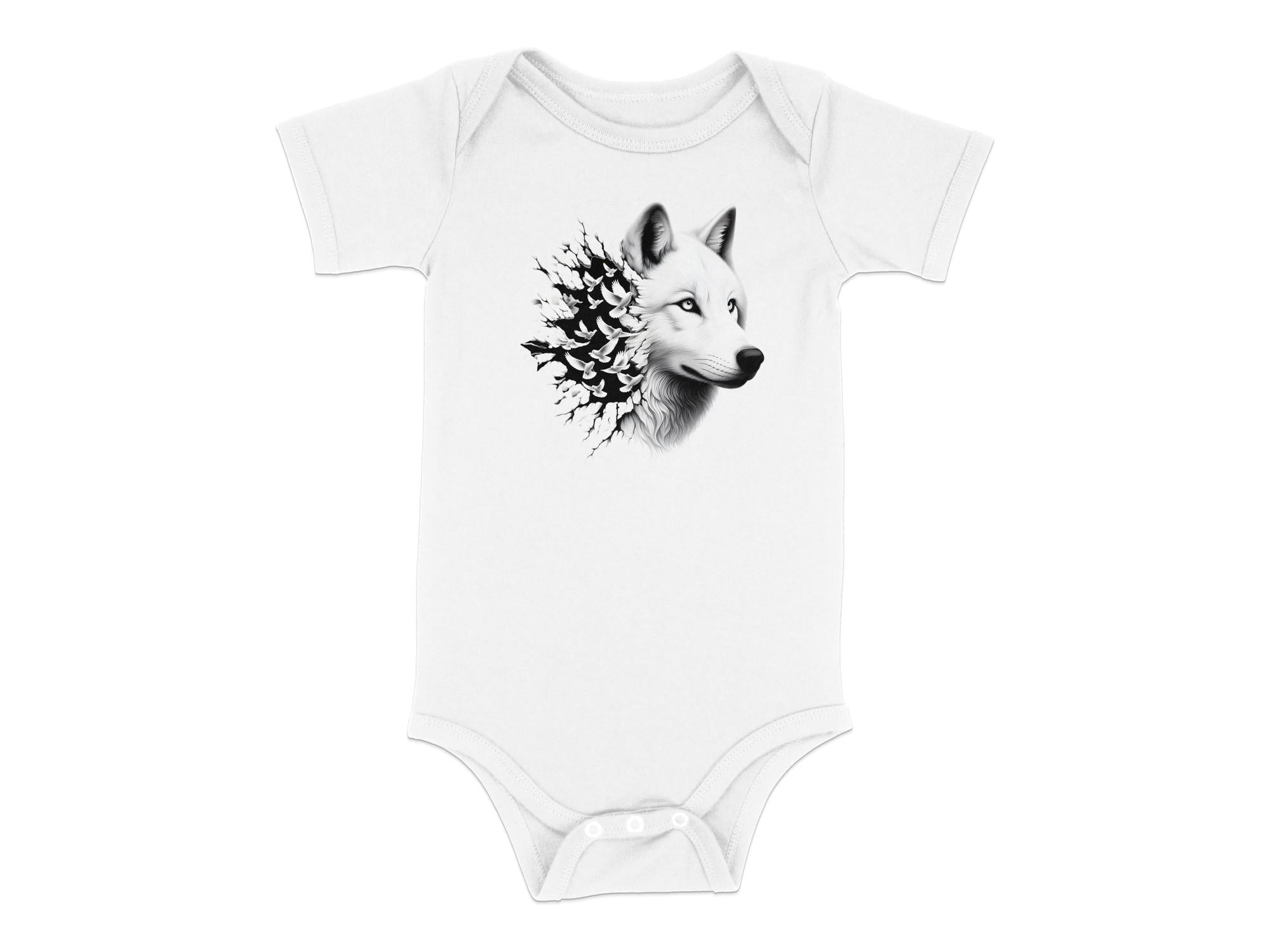 Wolf x Doves - Coloured Toddler Bodysuit Realistic Animal Talisman Unisex Tee Graphic Design