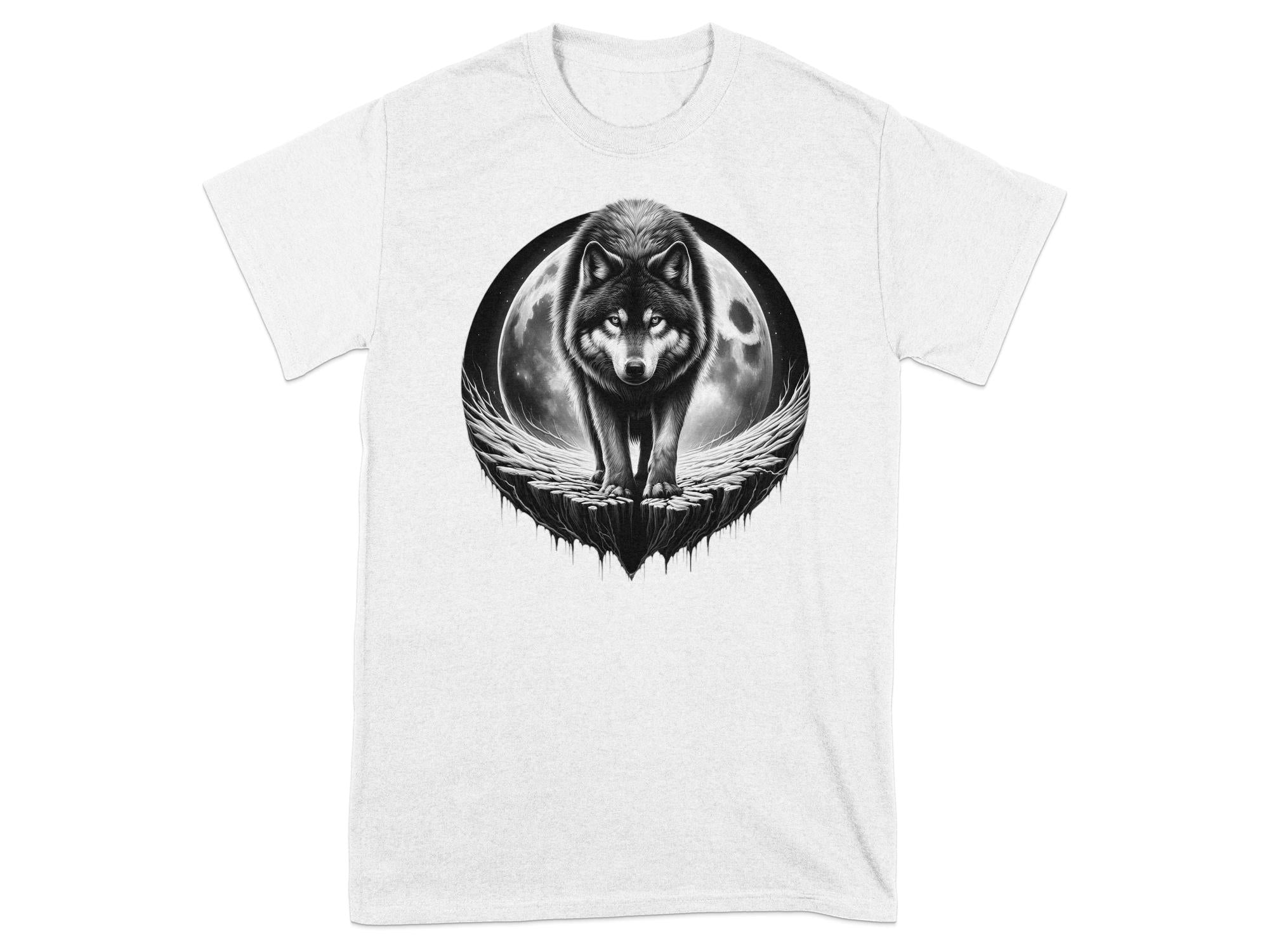 Moon Wolf - Coloured Gildan T-Shirt Realistic Animal Talisman Unisex Mythology Tee Graphic Design