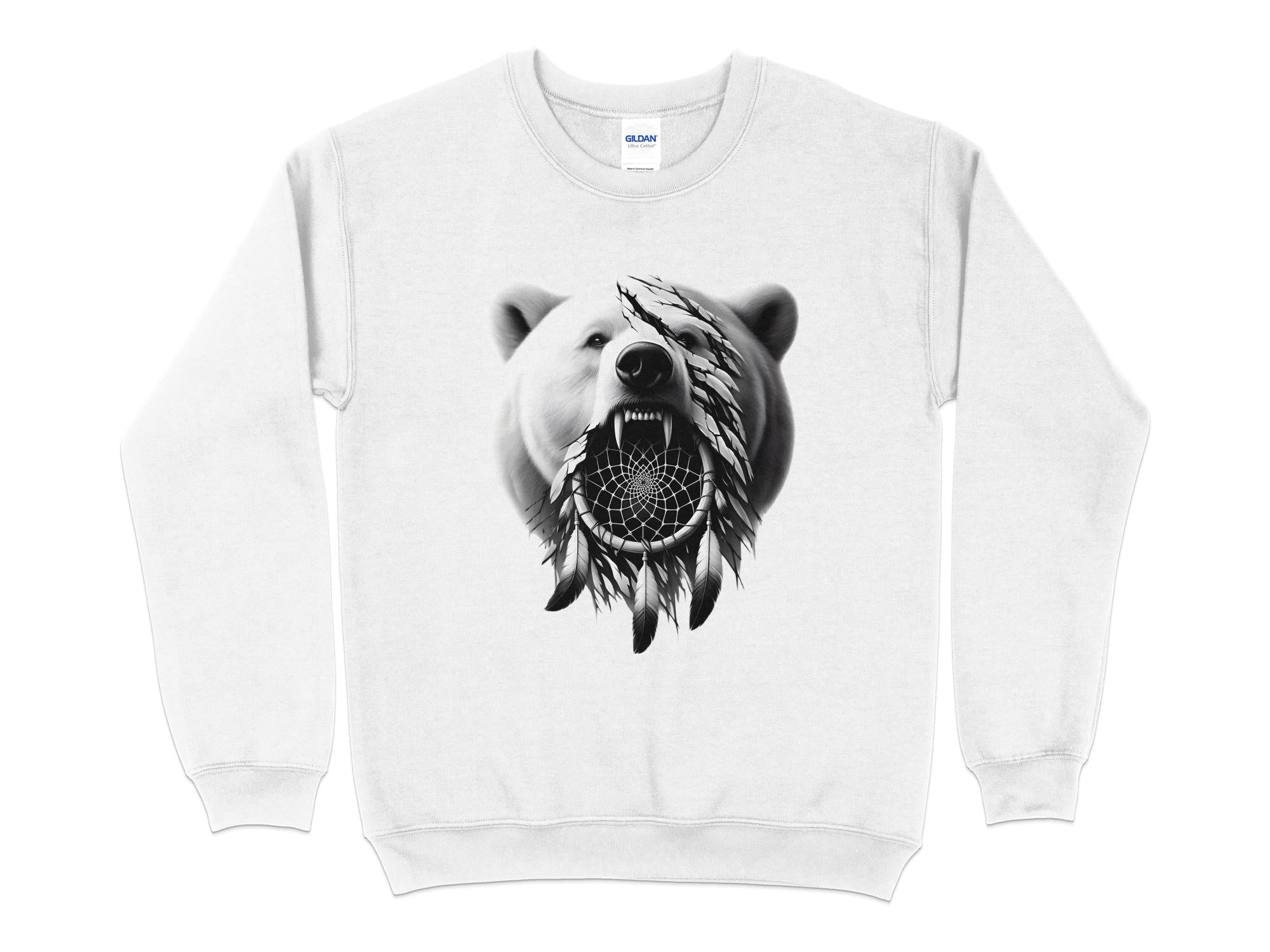 Dreamcatcher Bear - Coloured Gildan Sweatshirt Realistic Native American Talisman Unisex Mythology Tee Graphic Design