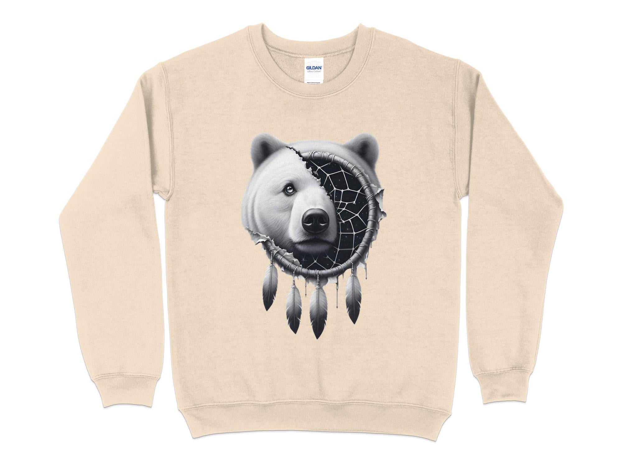 Dreamcatcher Bear - Coloured Gildan Sweatshirt Realistic Native American Talisman Unisex Mythology Tee Graphic Design