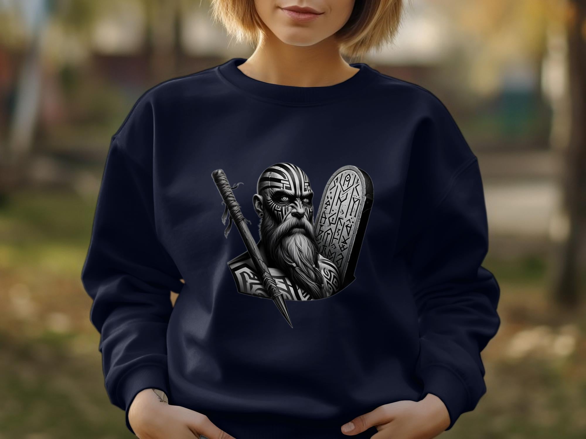 Viking Determination - Coloured Gildan Sweatshirt Realistic Norse Talisman Men Women Unisex Valhalla Tee Graphic Design