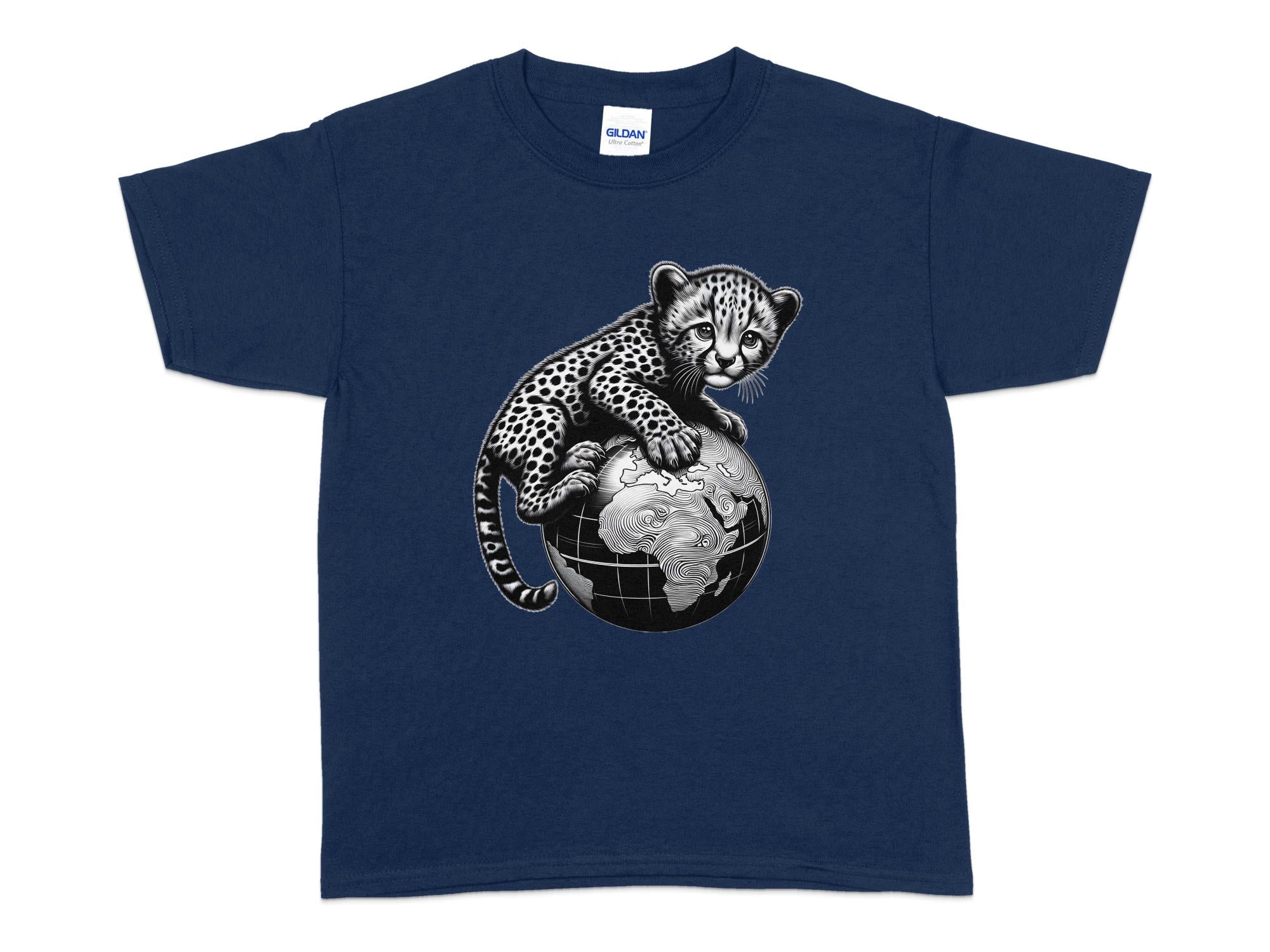 Cheetah World - Coloured Gildan Kids T-Shirt Realistic Animal Talisman Unisex Cute Tee Graphic Design