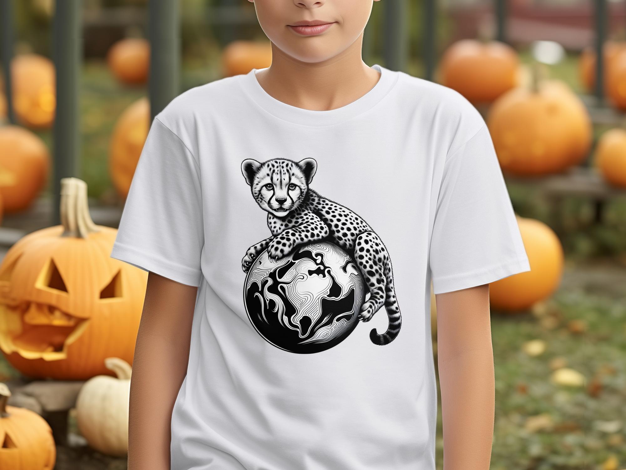 Cheetah World - Coloured Gildan Kids T-Shirt Realistic Animal Talisman Unisex Cute Tee Graphic Design