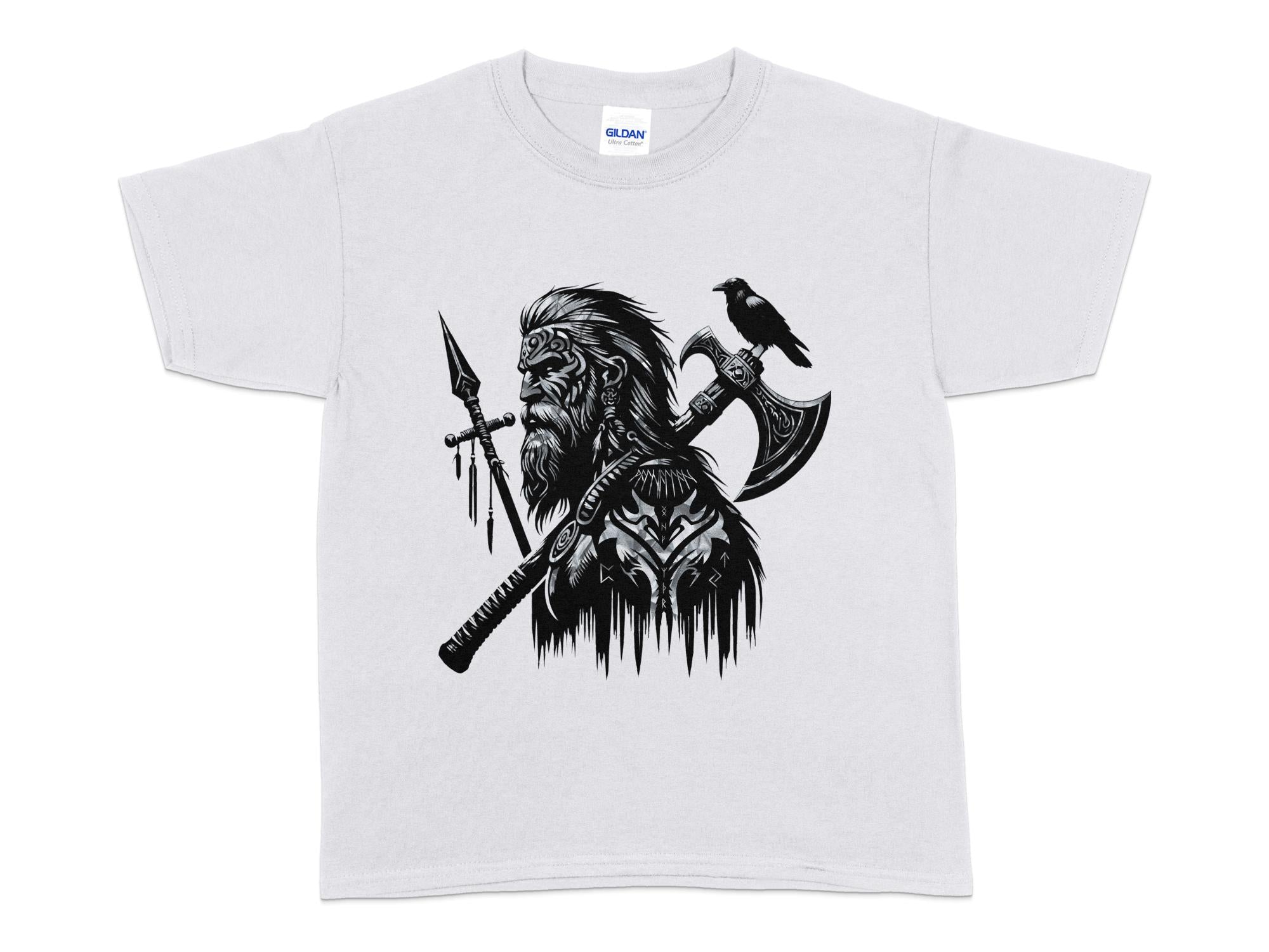 Viking Courage - Coloured Gildan Kids T Shirt Norse Talisman Unisex Valhalla Tee