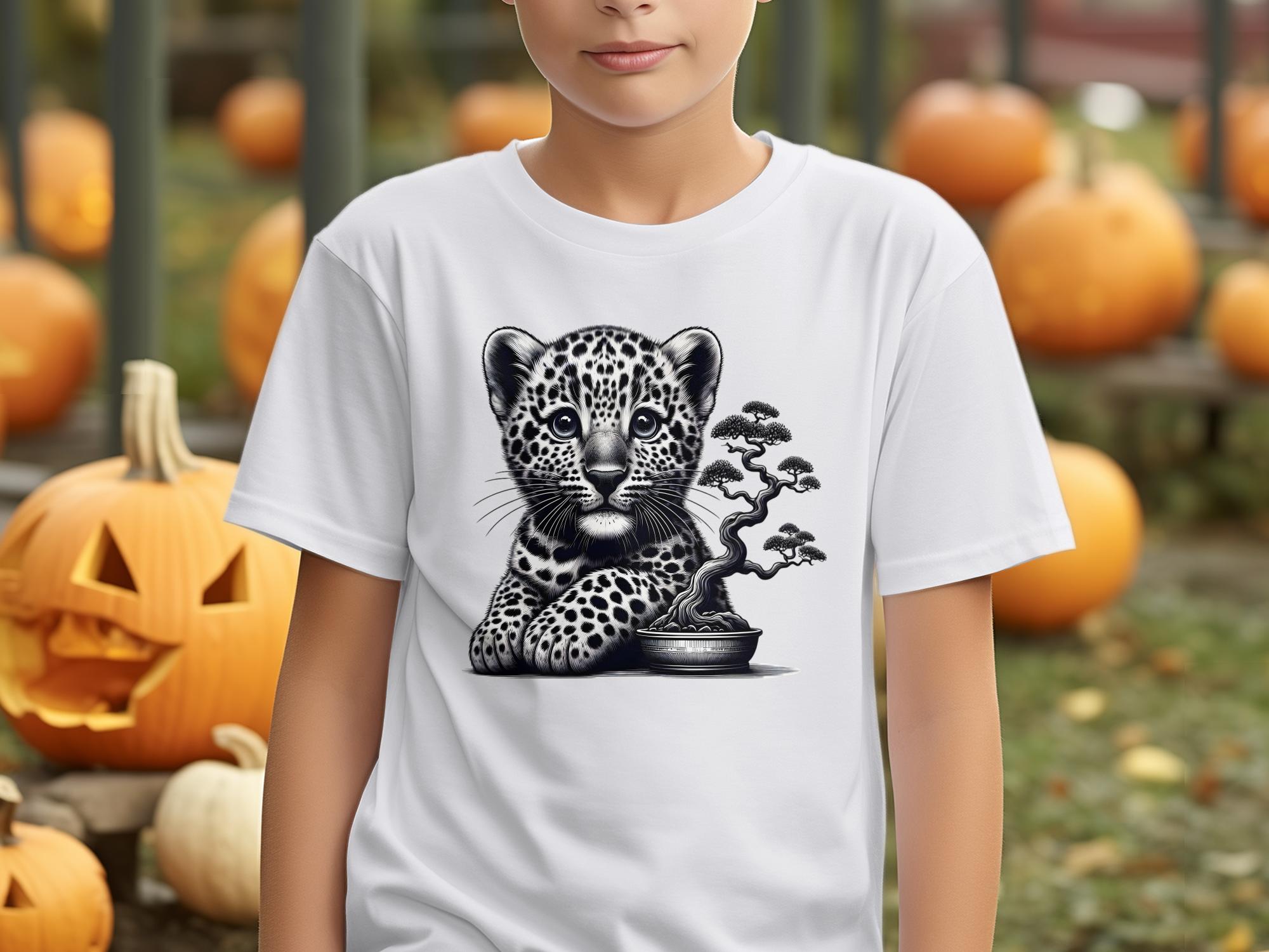 Leopard Bonsai - Coloured Gildan Kids T-Shirt Realistic Animal Talisman Unisex Cute Tee Graphic Design