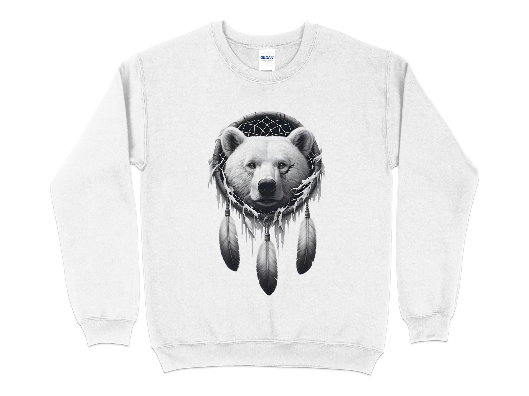 Dreamcatcher Bear - Coloured Gildan Sweatshirt Realistic Native American Talisman Unisex Mythology Tee Graphic Design