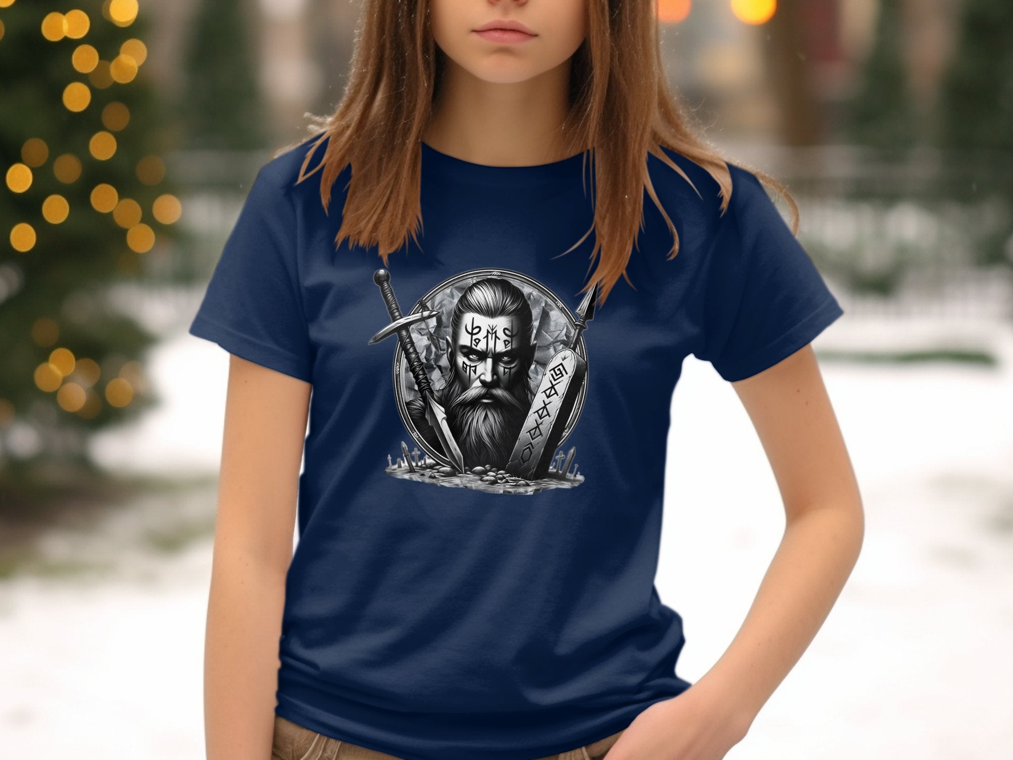 Viking Fortitude - Coloured Gildan Kids T-Shirt Realistic Norse Talisman Unisex Valhalla Tee Graphic Design