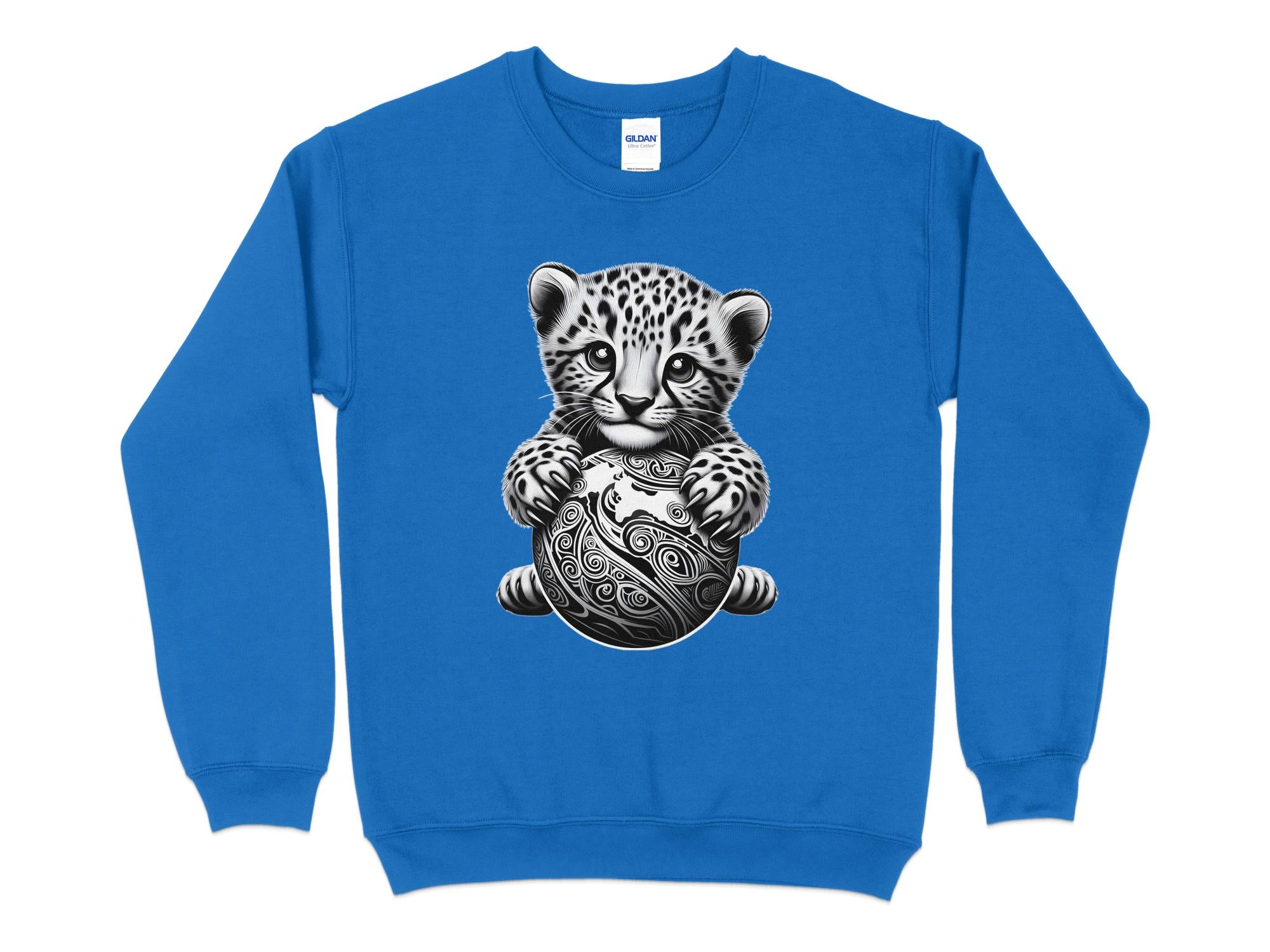 Cheetah World - Coloured Gildan Sweatshirt Realistic Animal Talisman Unisex Cute Tee Graphic Design