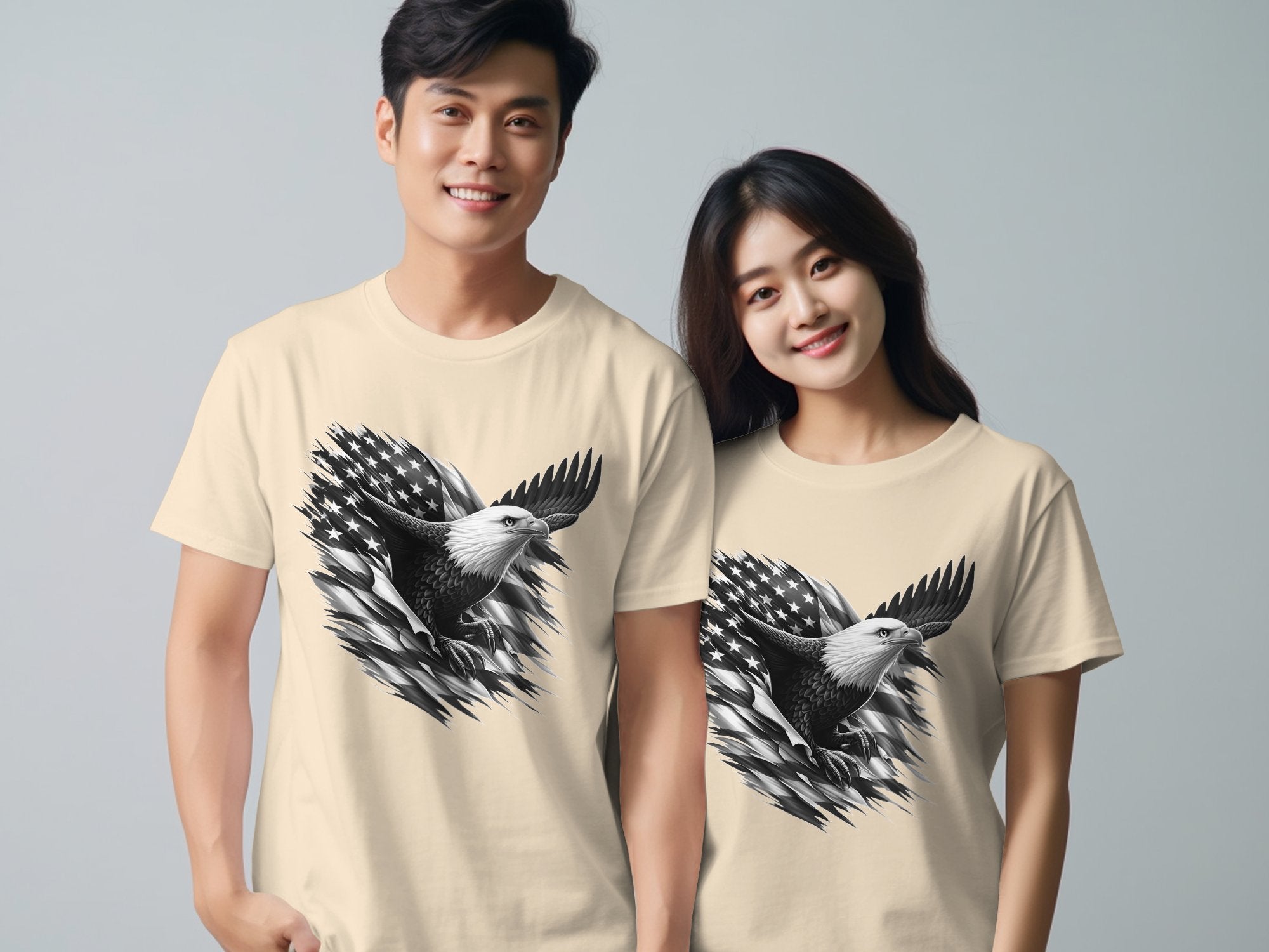 Eagle Patriot - Coloured Gildan T-Shirt Realistic Animal Talisman Unisex Tee Graphic Design