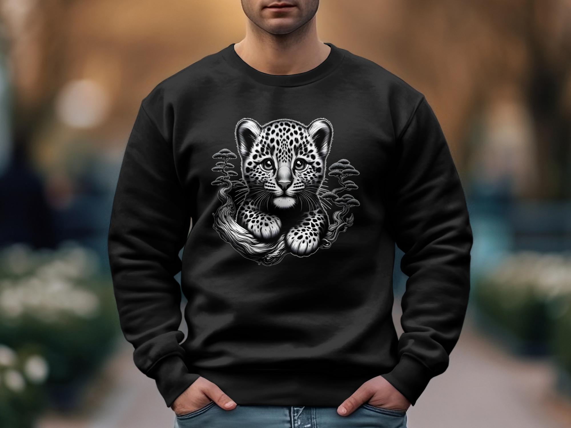 Leopard Bonsai - Coloured Gildan Sweatshirt Realistic Animal Talisman Unisex Cute Tee Graphic Design