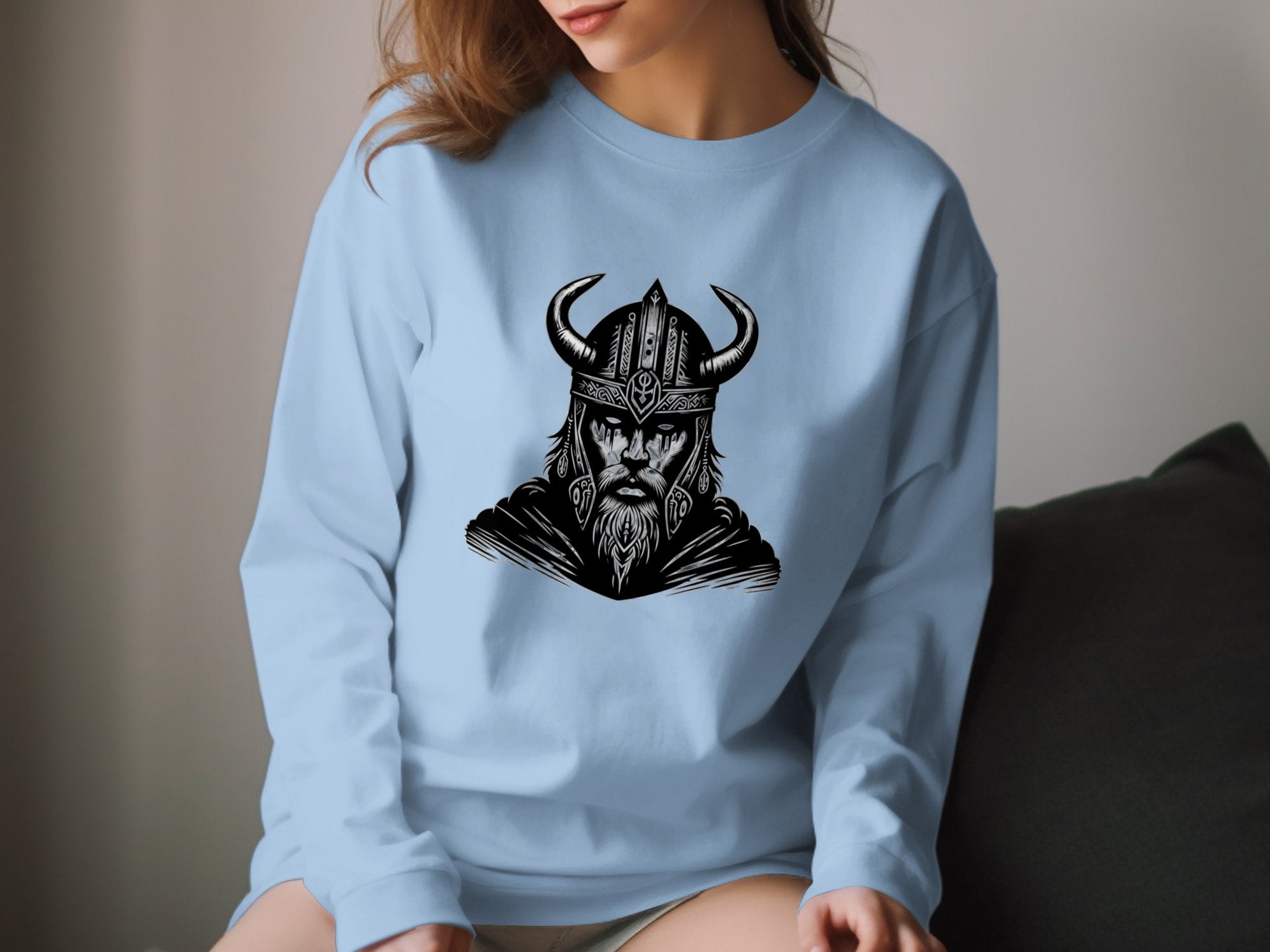 Viking Iron Will - Coloured Gildan Long Sleeve Realistic Norse Talisman Men Women Unisex Valhalla Tee Graphic Design