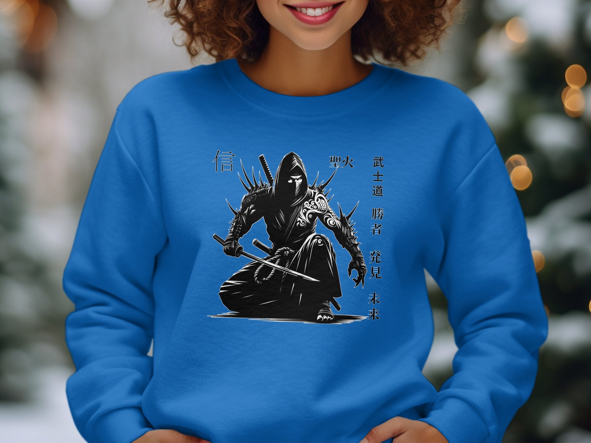 Samurai Ninja - Coloured Gildan Sweatshirt Japanese Talisman Unisex Cultural Symbolic Graphic Design