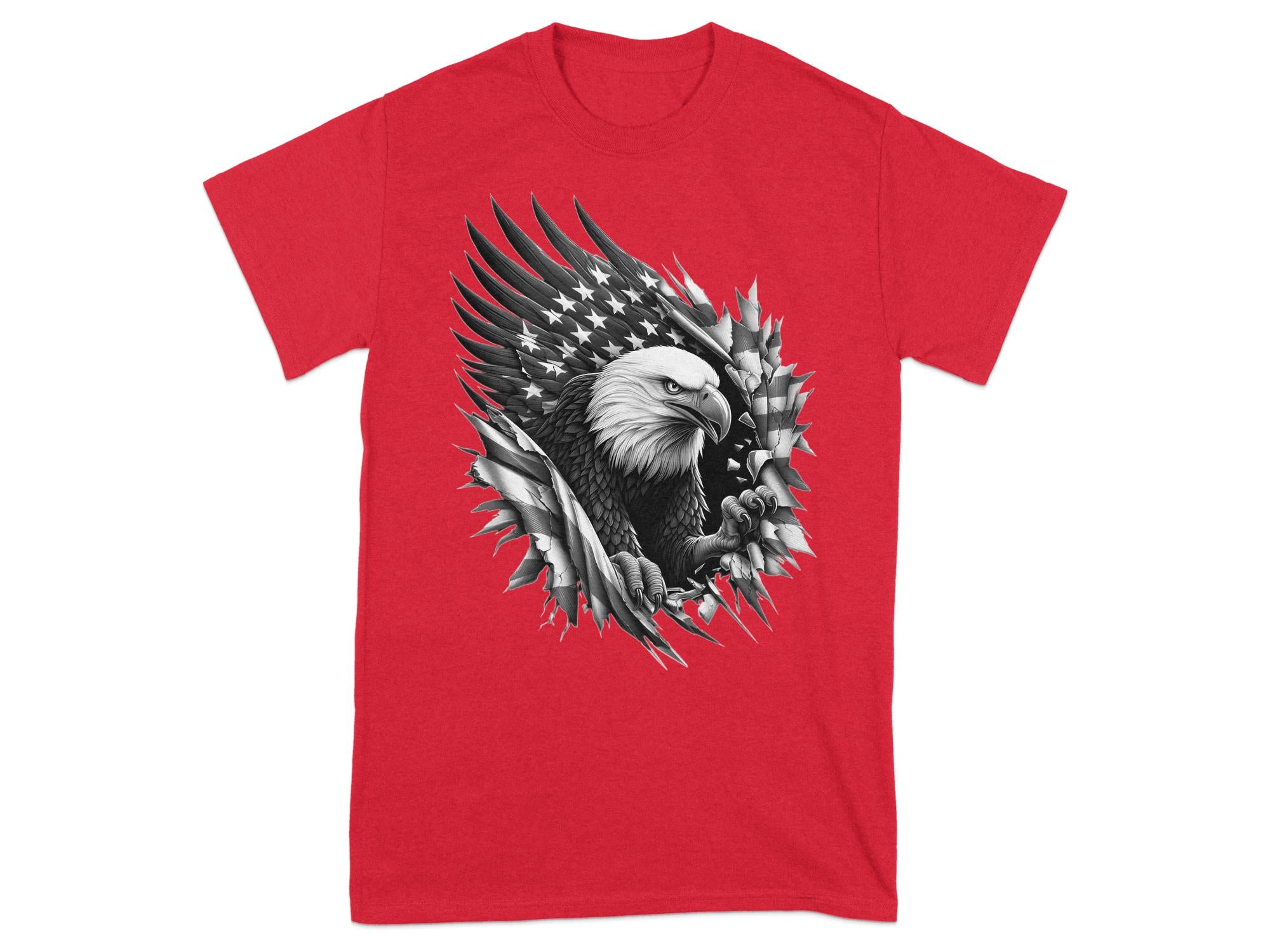 Eagle Patriot - Coloured Gildan T-Shirt Realistic Animal Talisman Unisex Tee Graphic Design