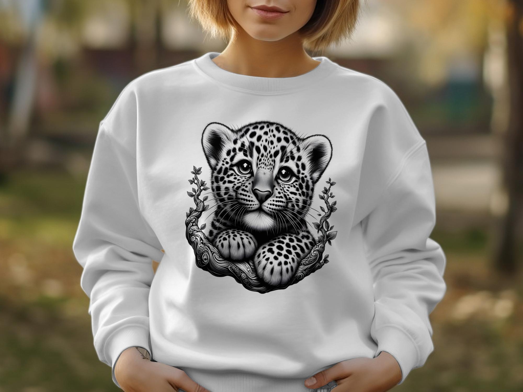 Leopard Bonsai - Coloured Gildan Sweatshirt Realistic Animal Talisman Unisex Cute Tee Graphic Design