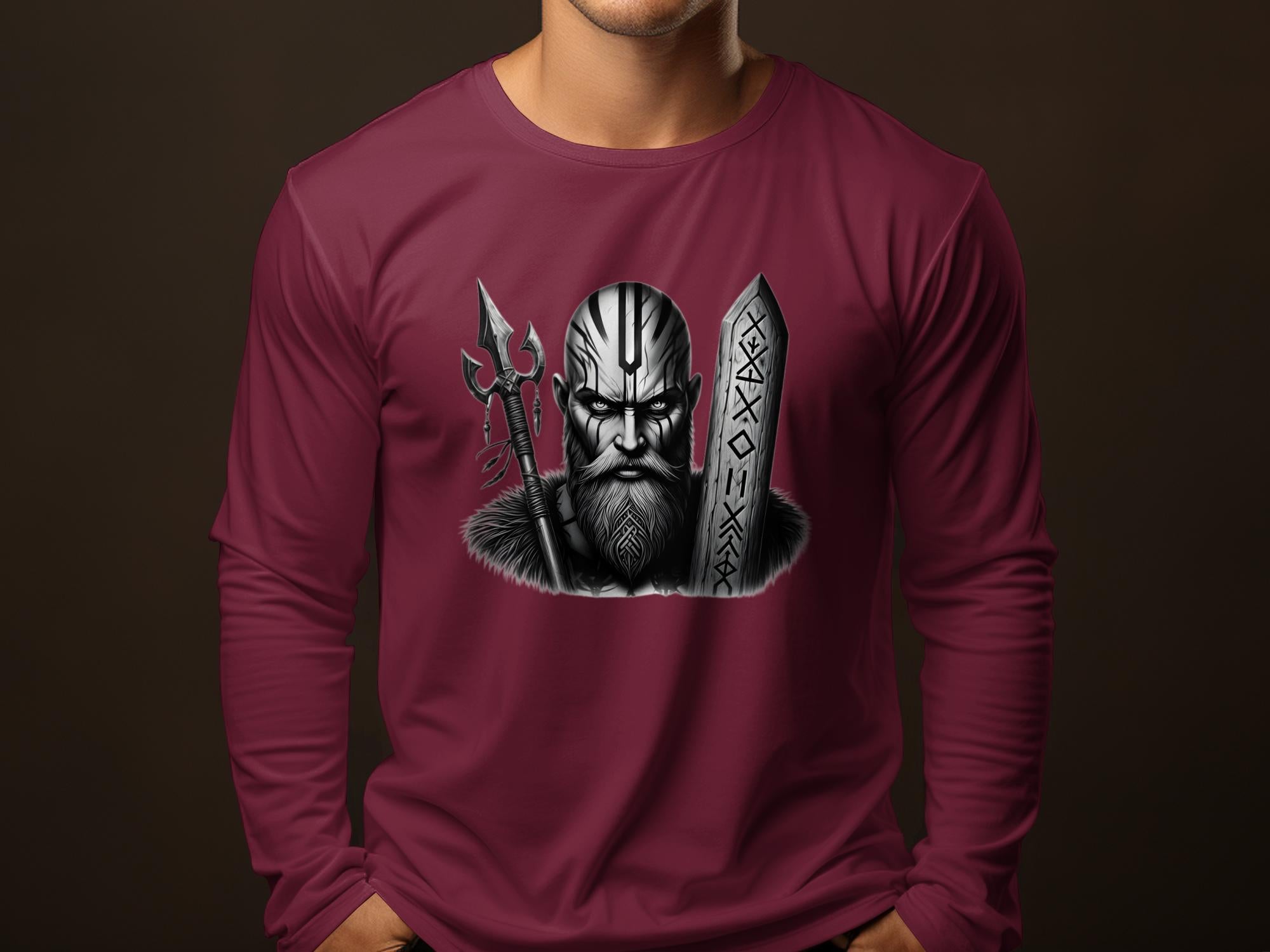 Viking Strength - Coloured Gildan Long Sleeve Realistic Norse Talisman Men Women Unisex Valhalla Tee Graphic Design