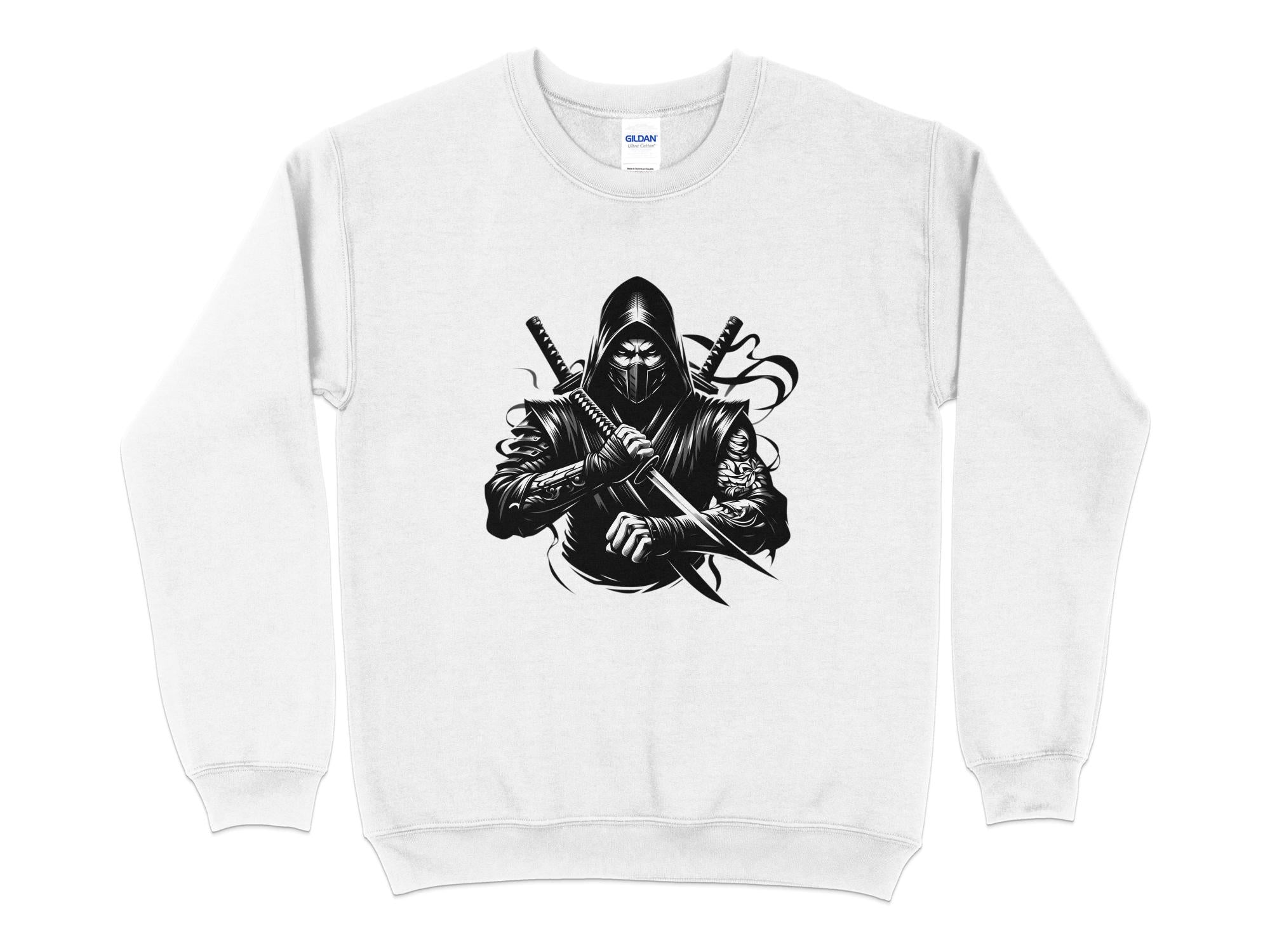 Samurai Ninja - Coloured Gildan Sweatshirt Japanese Talisman Unisex Cultural Symbolic Graphic Design