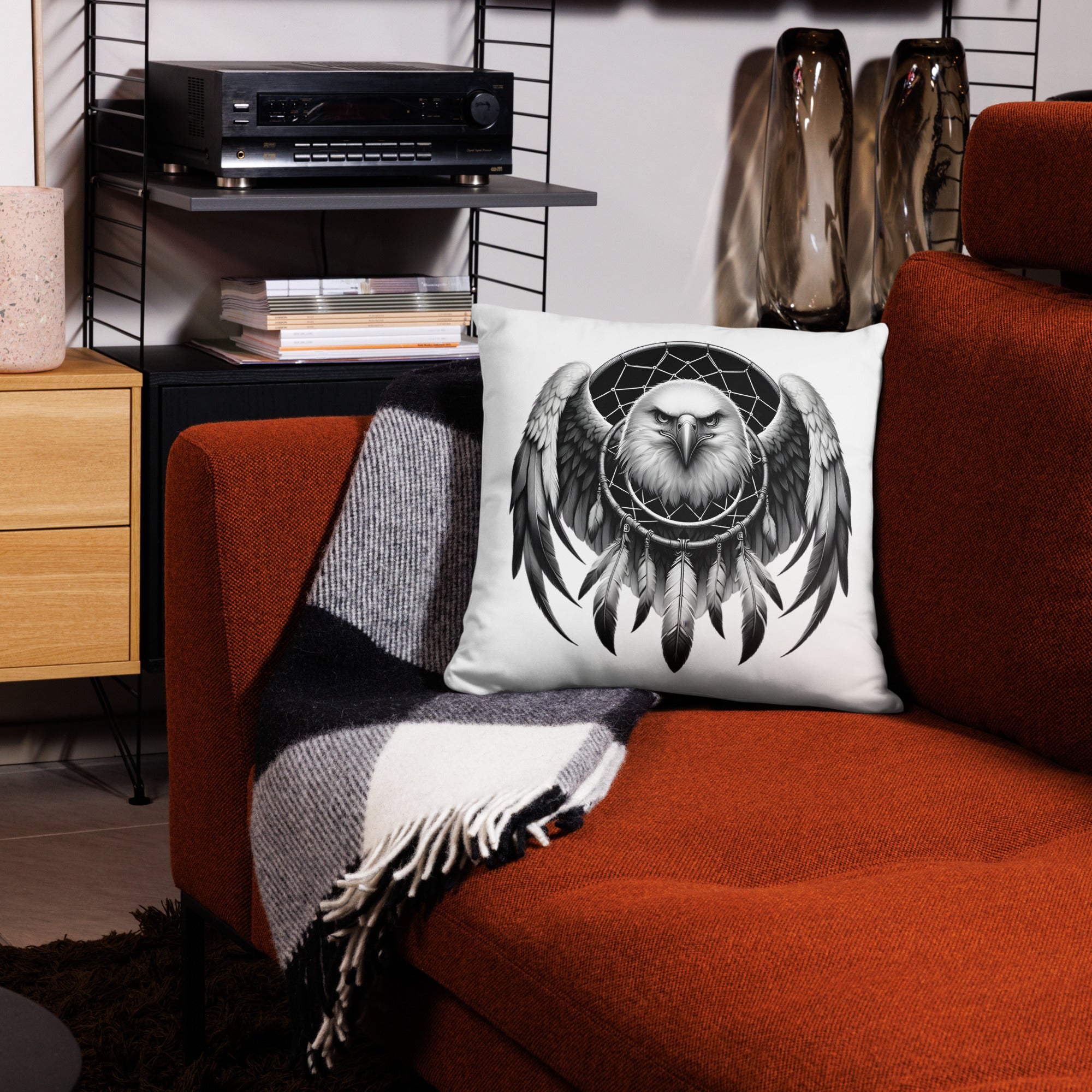 Dreamcatcher Eagle - All-Over Cushion Realistic Native American Talisman Mythology Graphic Design