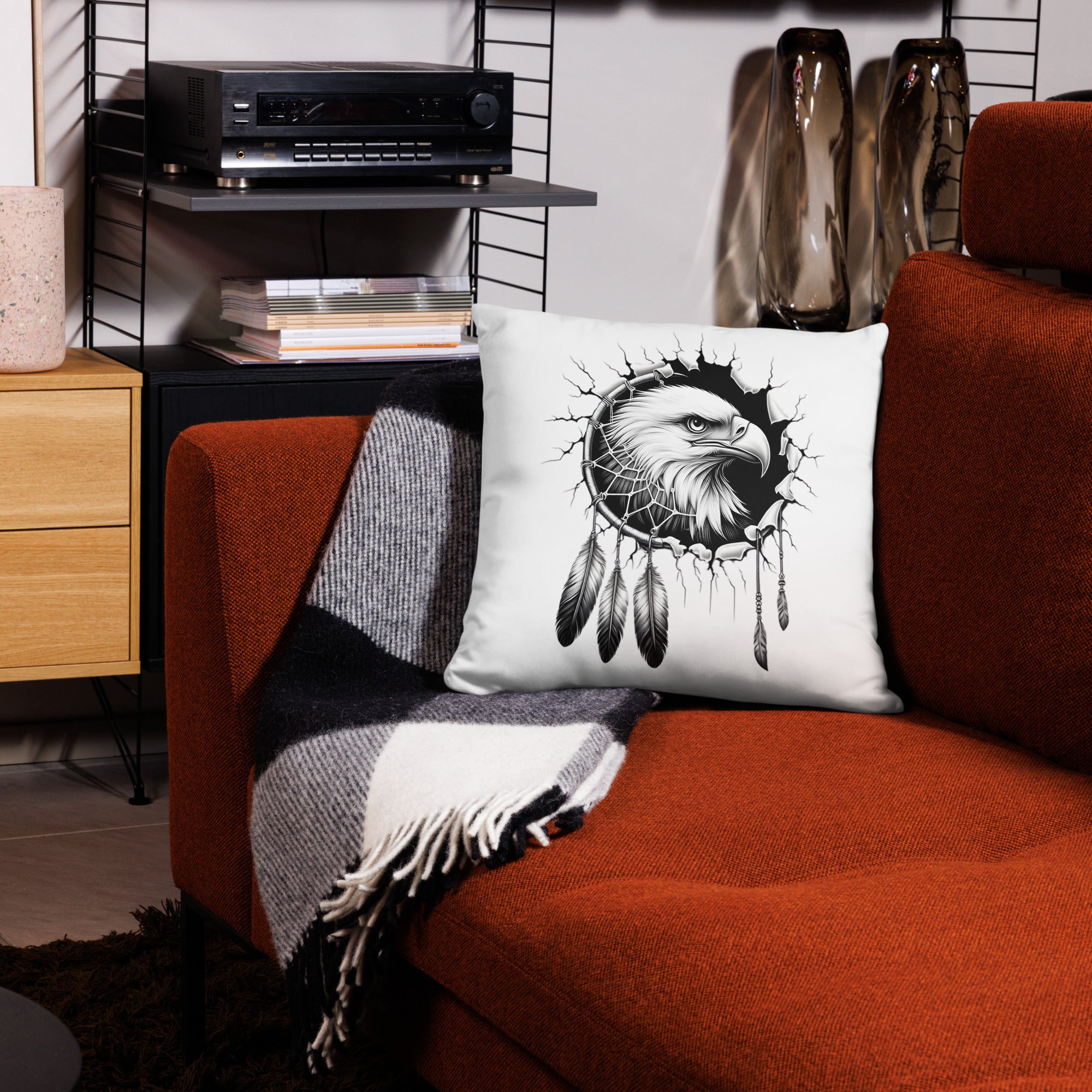 Dreamcatcher Eagle - All-Over Cushion Realistic Native American Talisman Mythology Graphic Design