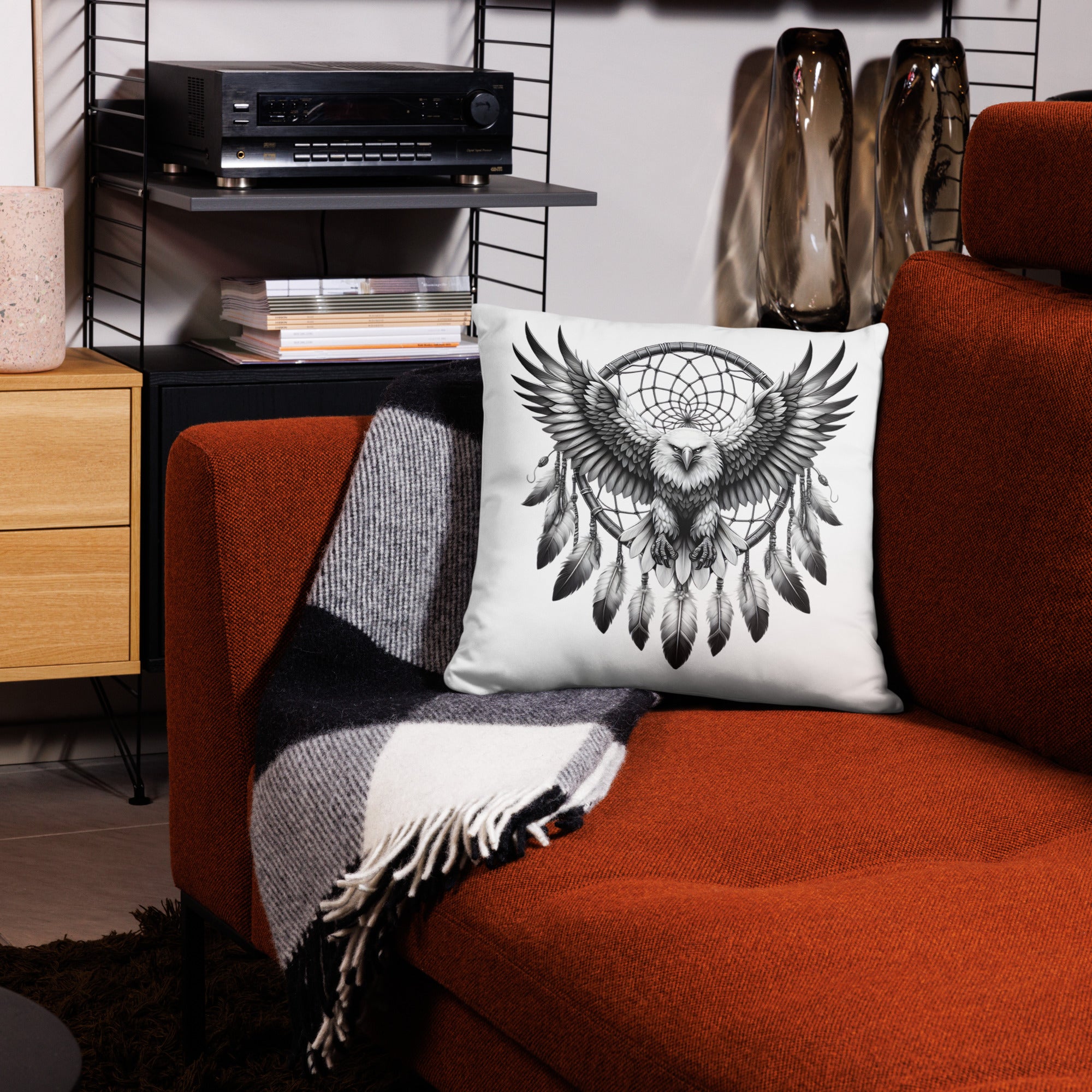 Dreamcatcher Eagle - All-Over Cushion Realistic Native American Talisman Mythology Graphic Design