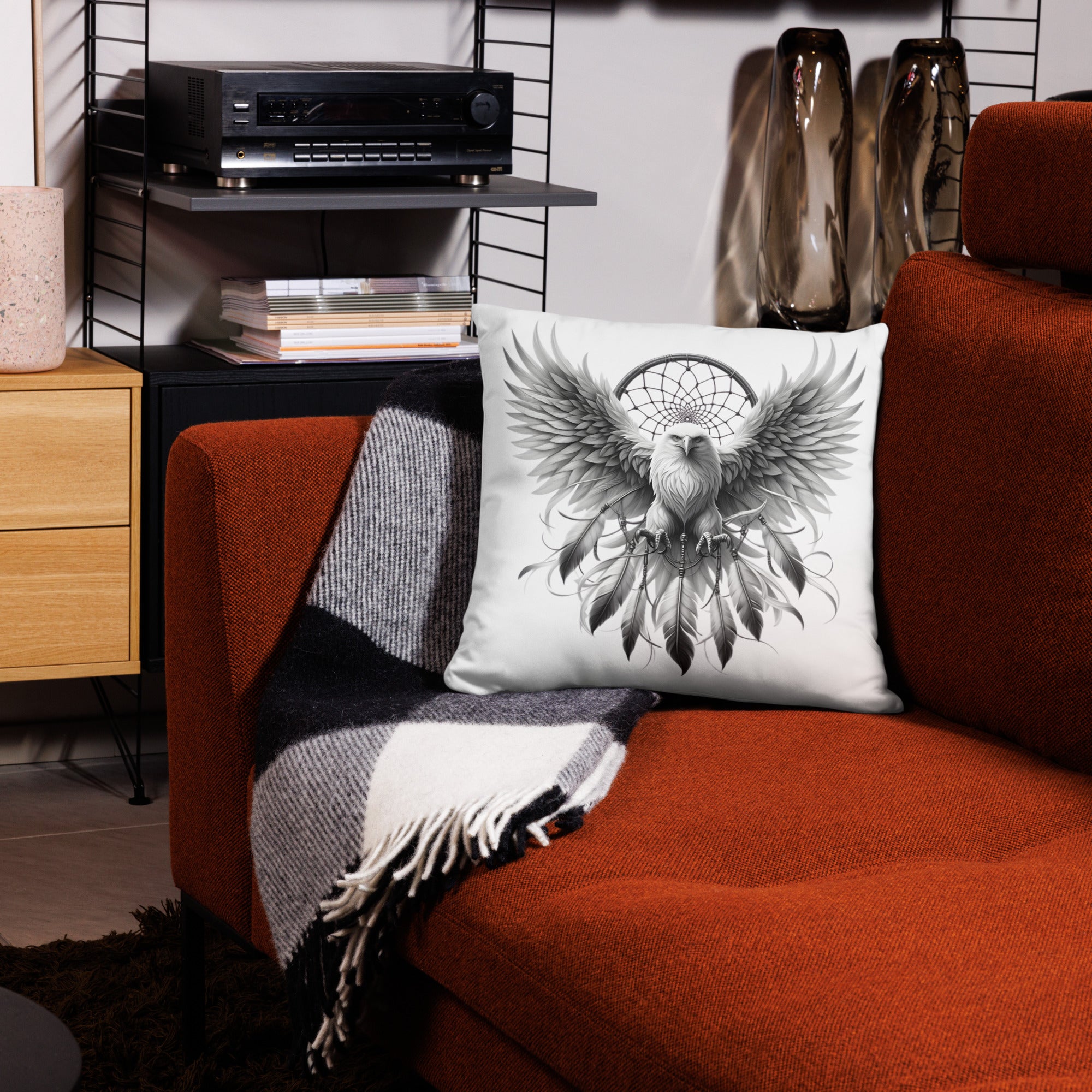 Dreamcatcher Eagle - All-Over Cushion Realistic Native American Talisman Mythology Graphic Design