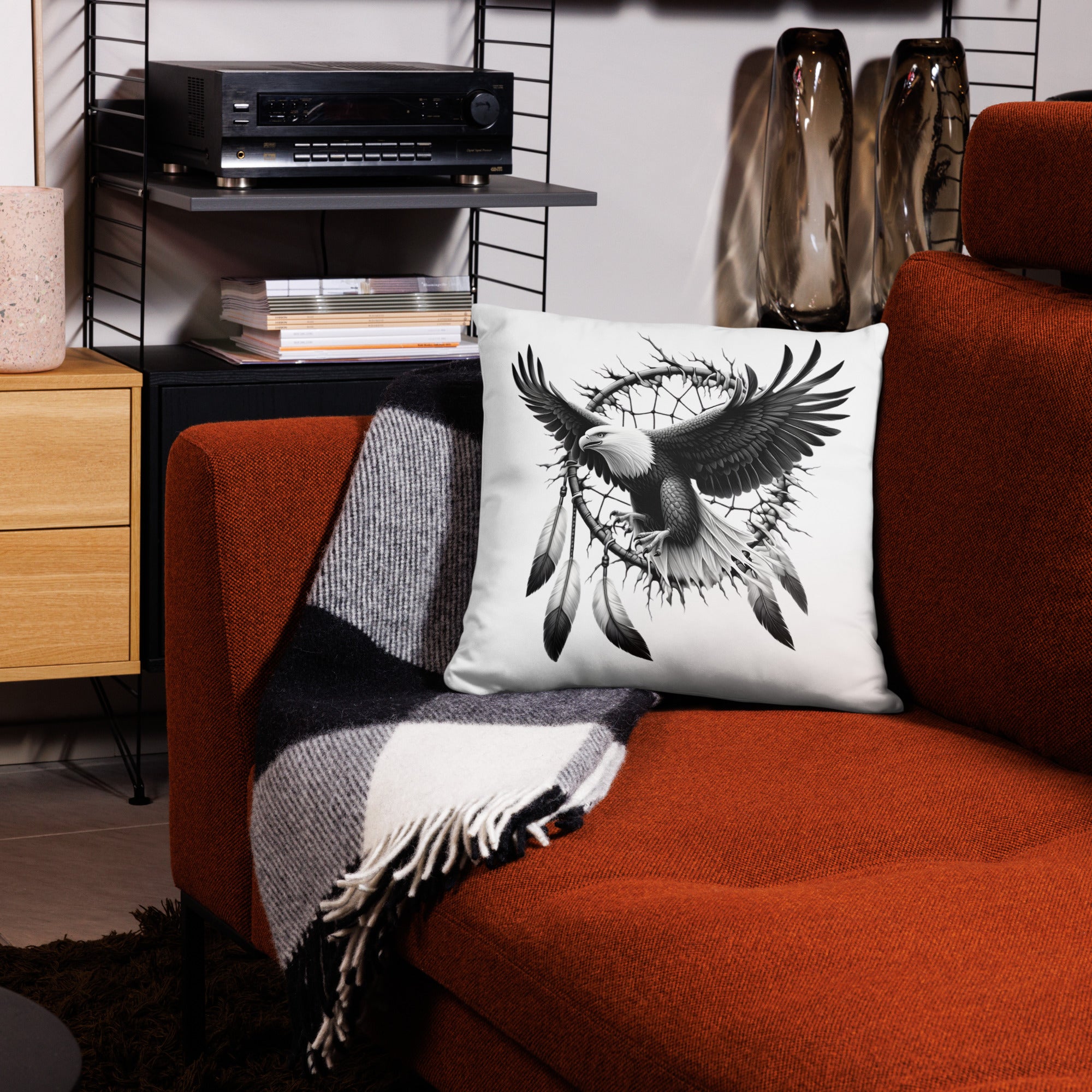 Dreamcatcher Eagle - All-Over Cushion Realistic Native American Talisman Mythology Graphic Design