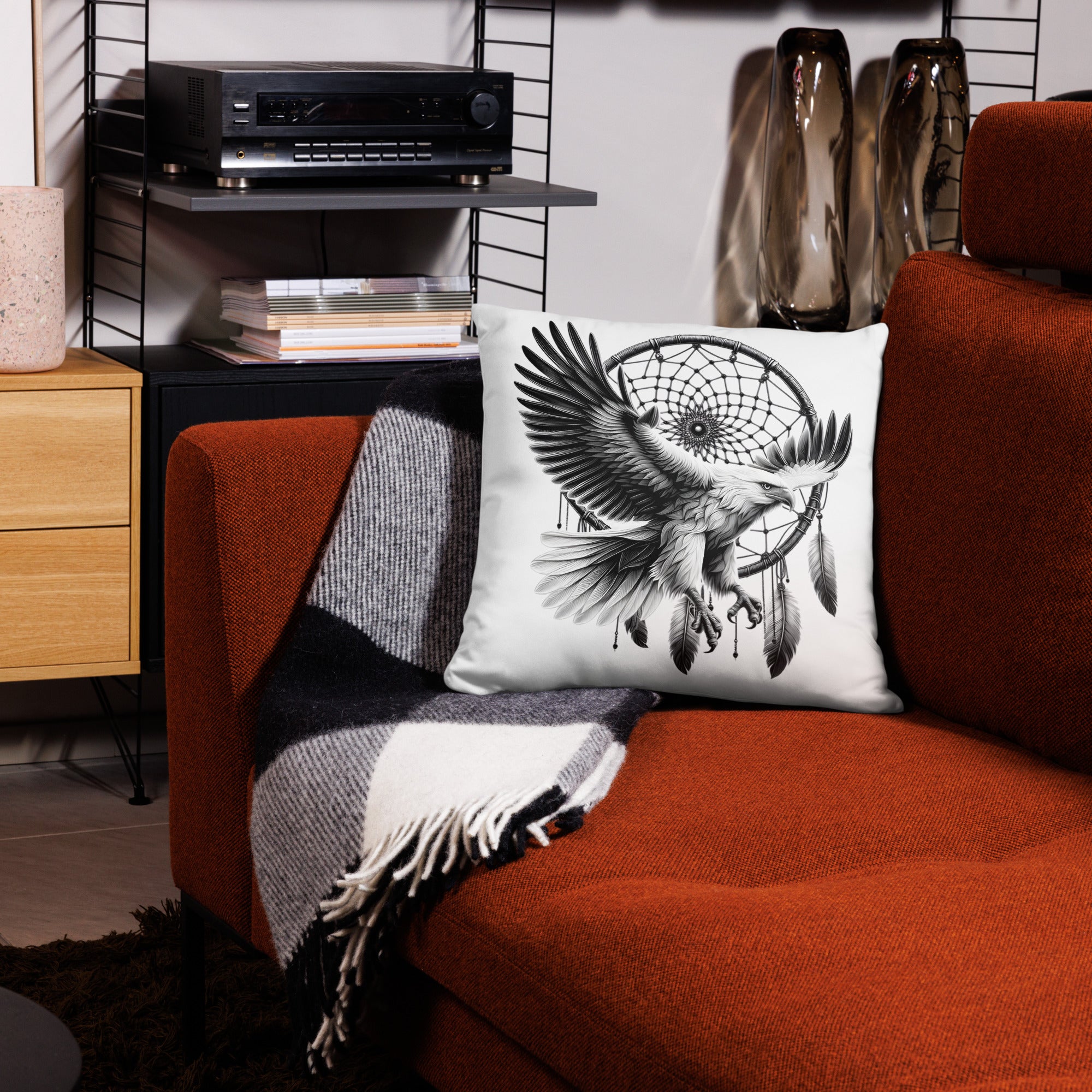 Dreamcatcher Eagle - All-Over Cushion Realistic Native American Talisman Mythology Graphic Design