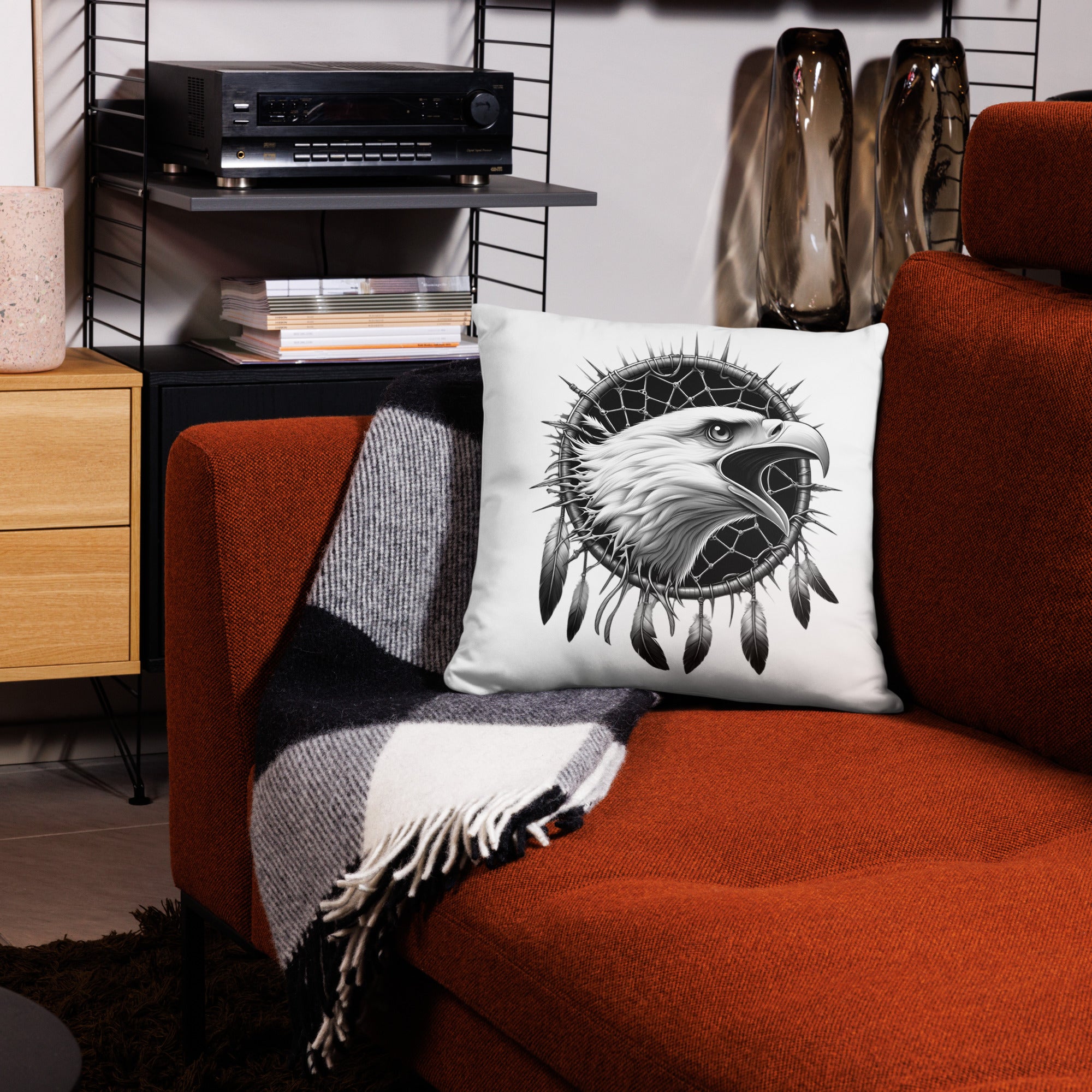 Dreamcatcher Eagle - All-Over Cushion Realistic Native American Talisman Mythology Graphic Design