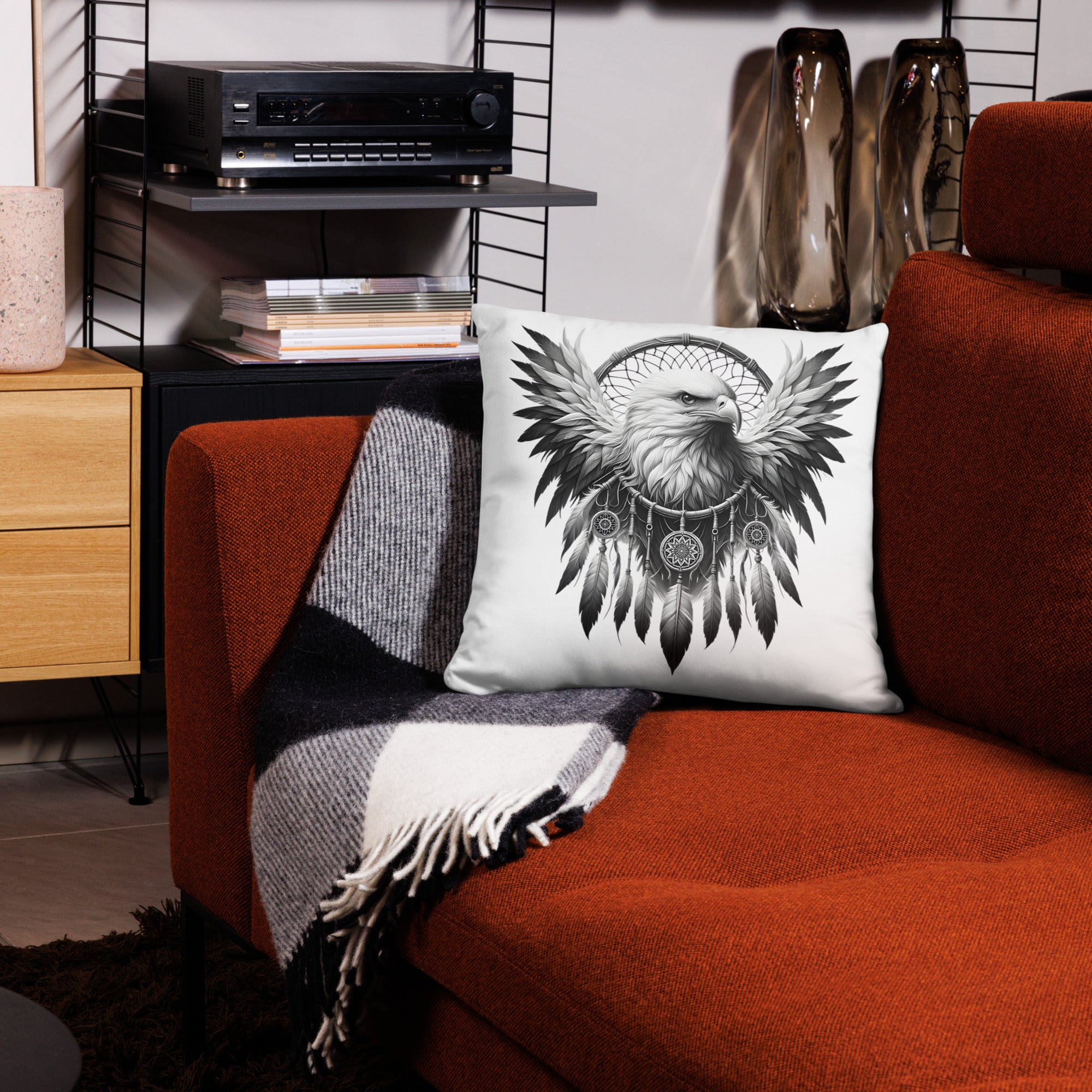 Dreamcatcher Eagle - All-Over Cushion Realistic Native American Talisman Mythology Graphic Design