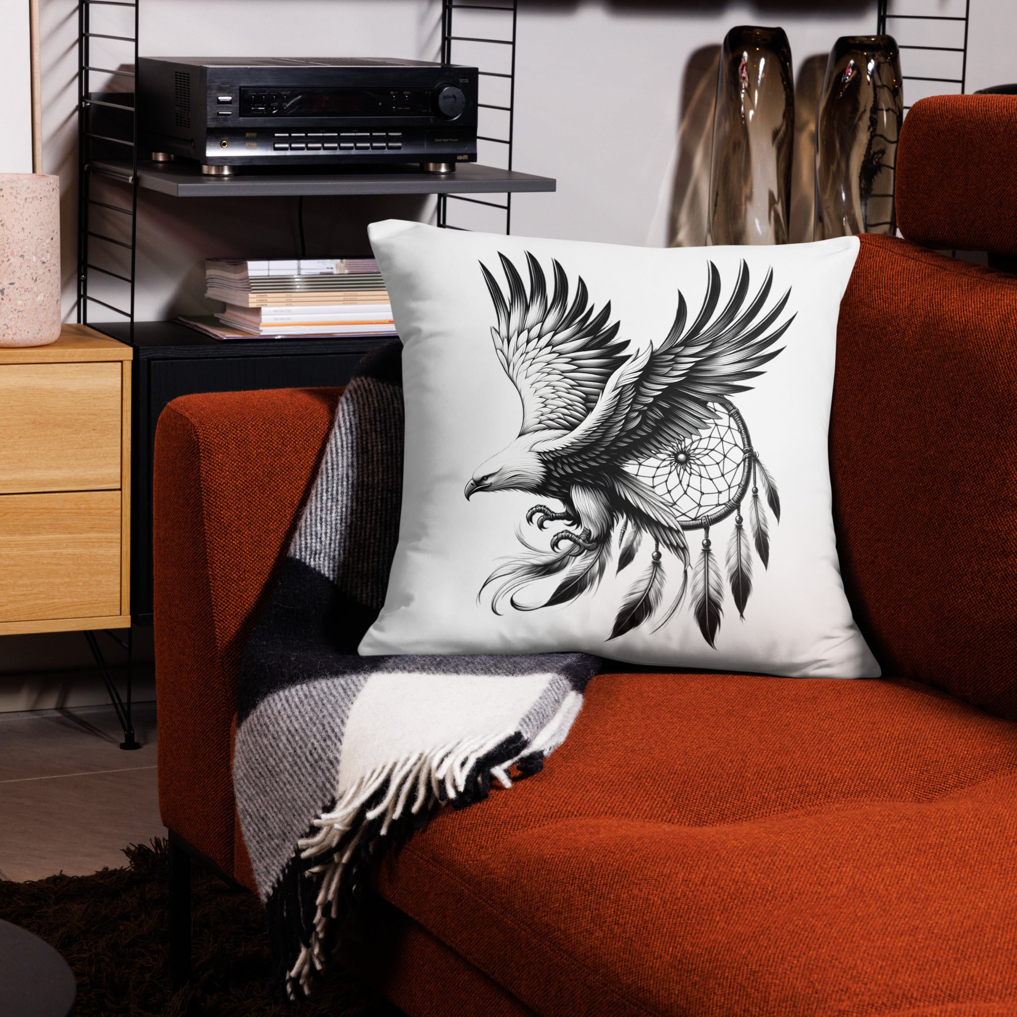 Dreamcatcher Eagle - All-Over Cushion Realistic Native American Talisman Mythology Graphic Design