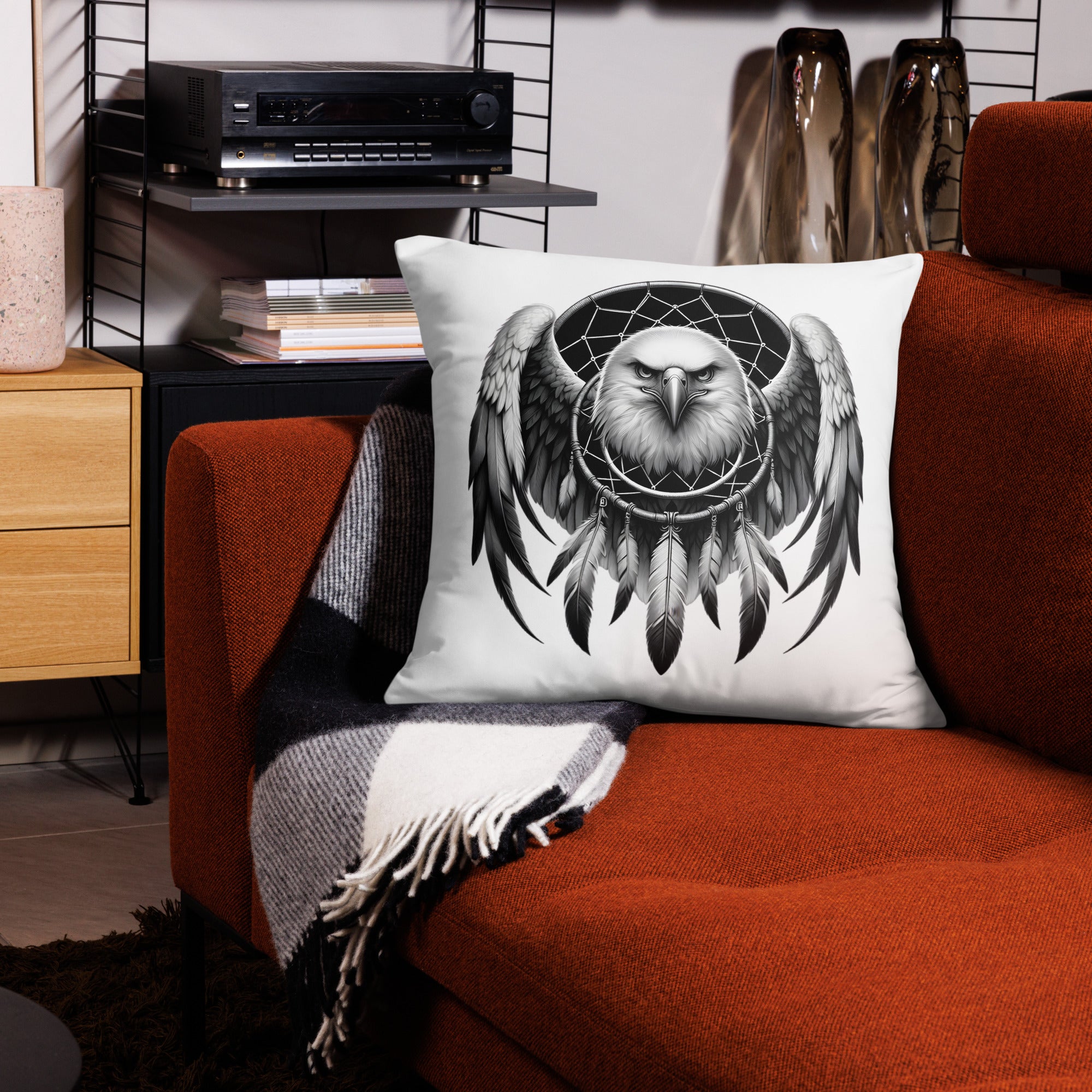 Dreamcatcher Eagle - All-Over Cushion Realistic Native American Talisman Mythology Graphic Design