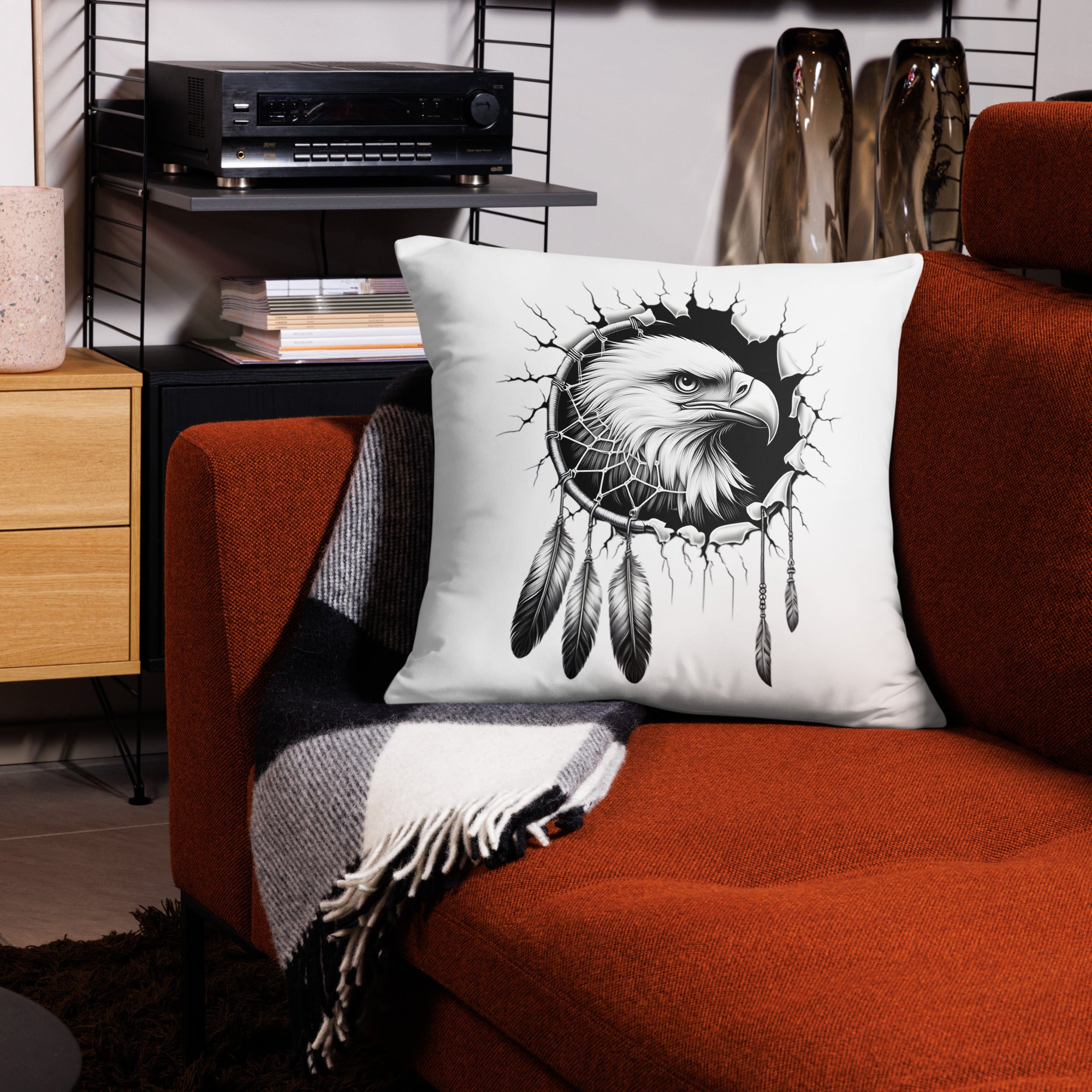 Dreamcatcher Eagle - All-Over Cushion Realistic Native American Talisman Mythology Graphic Design