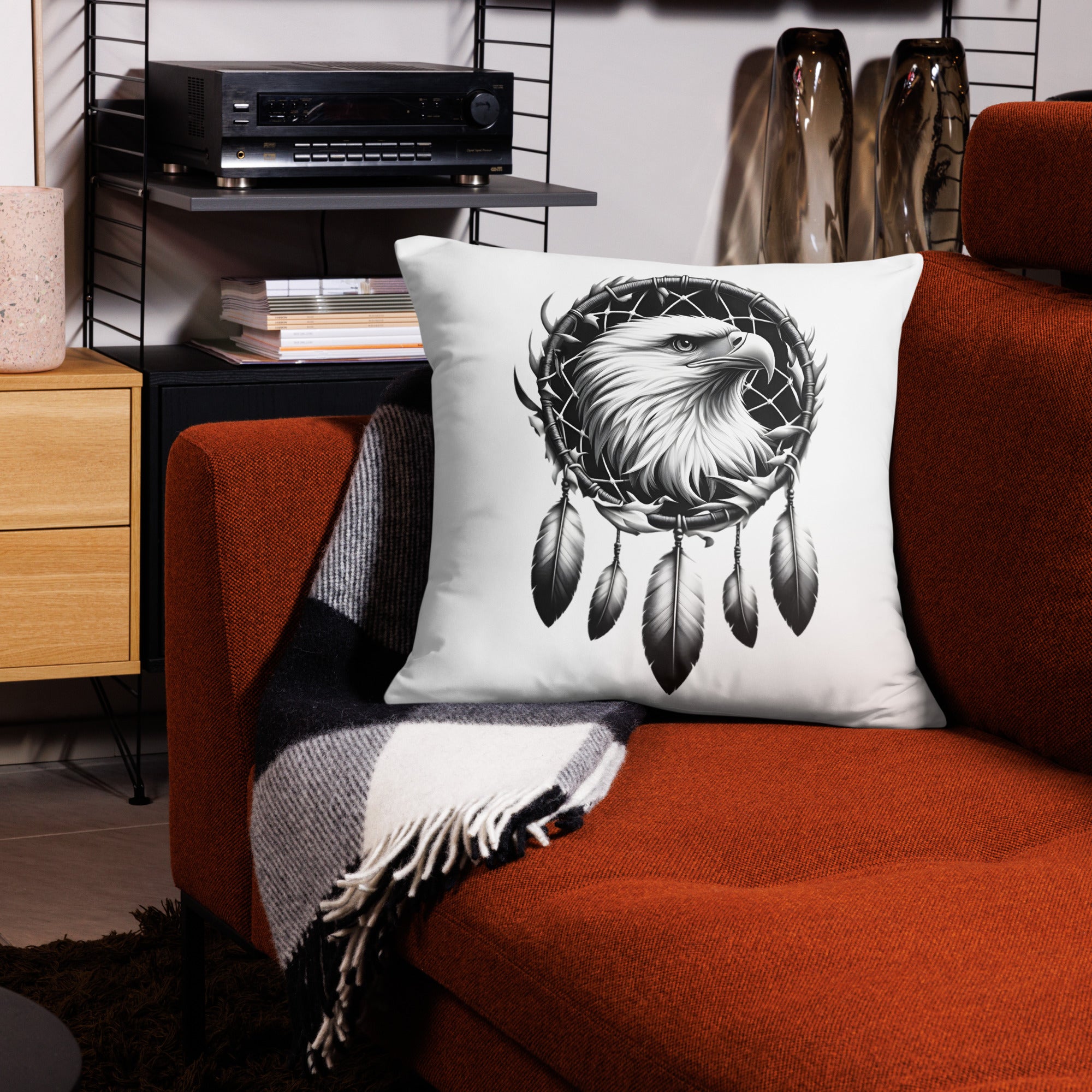 Dreamcatcher Eagle - All-Over Cushion Realistic Native American Talisman Mythology Graphic Design