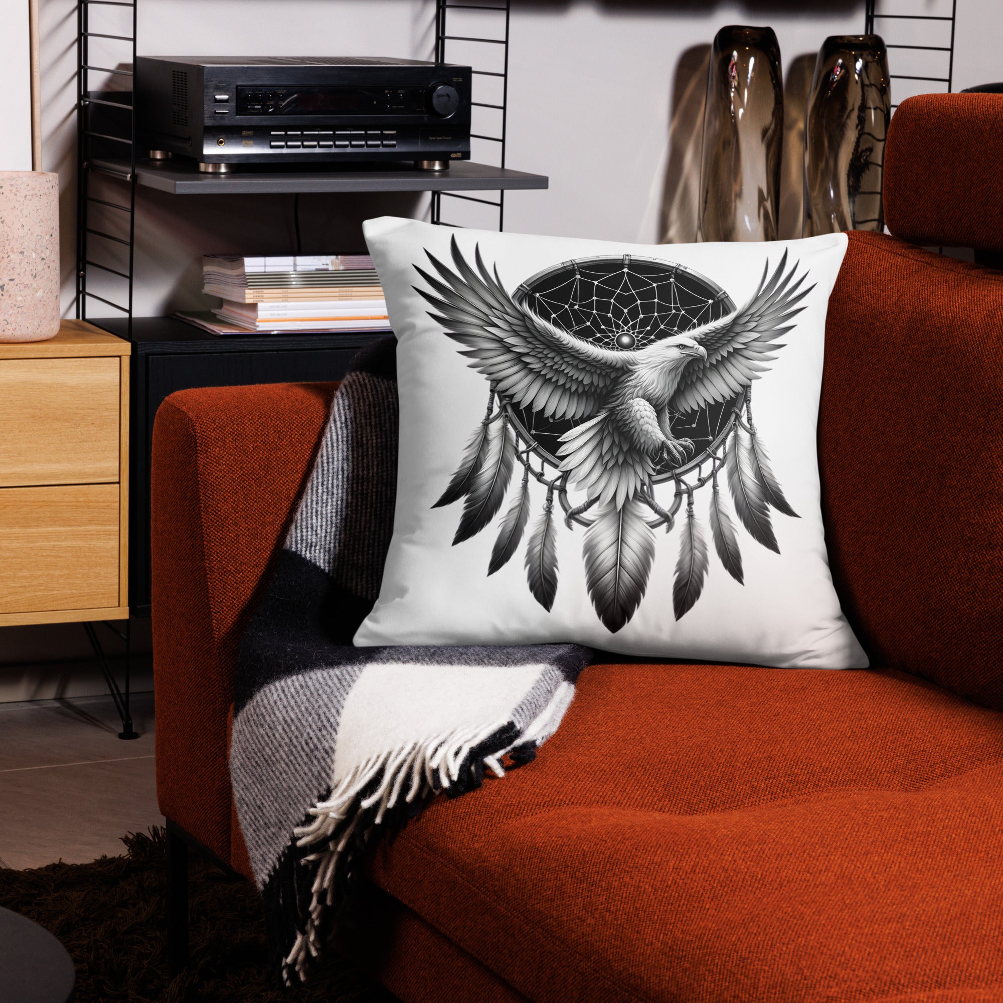 Dreamcatcher Eagle - All-Over Cushion Realistic Native American Talisman Mythology Graphic Design