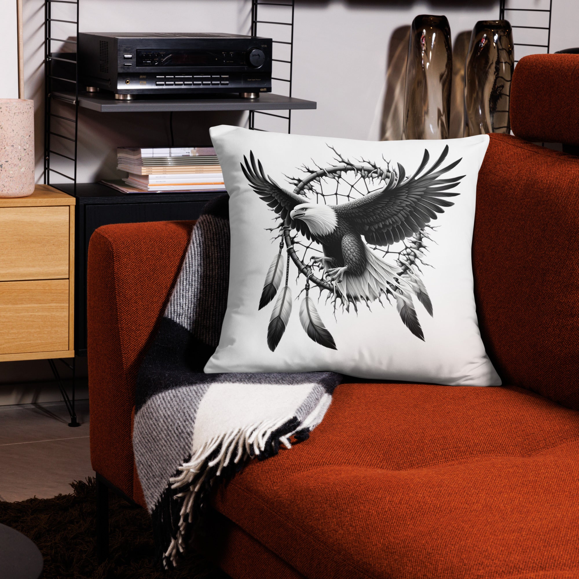 Dreamcatcher Eagle - All-Over Cushion Realistic Native American Talisman Mythology Graphic Design