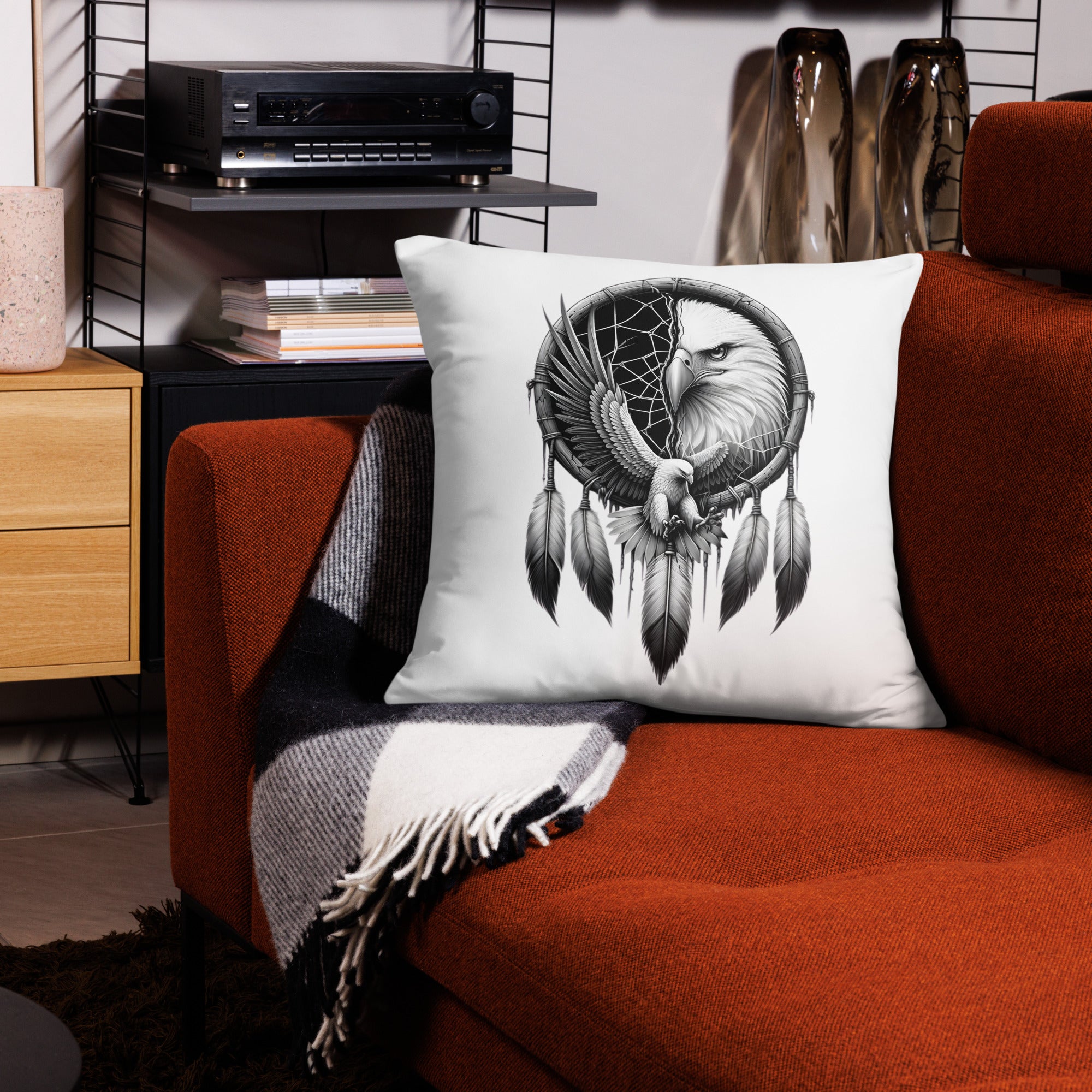 Dreamcatcher Eagle - All-Over Cushion Realistic Native American Talisman Mythology Graphic Design