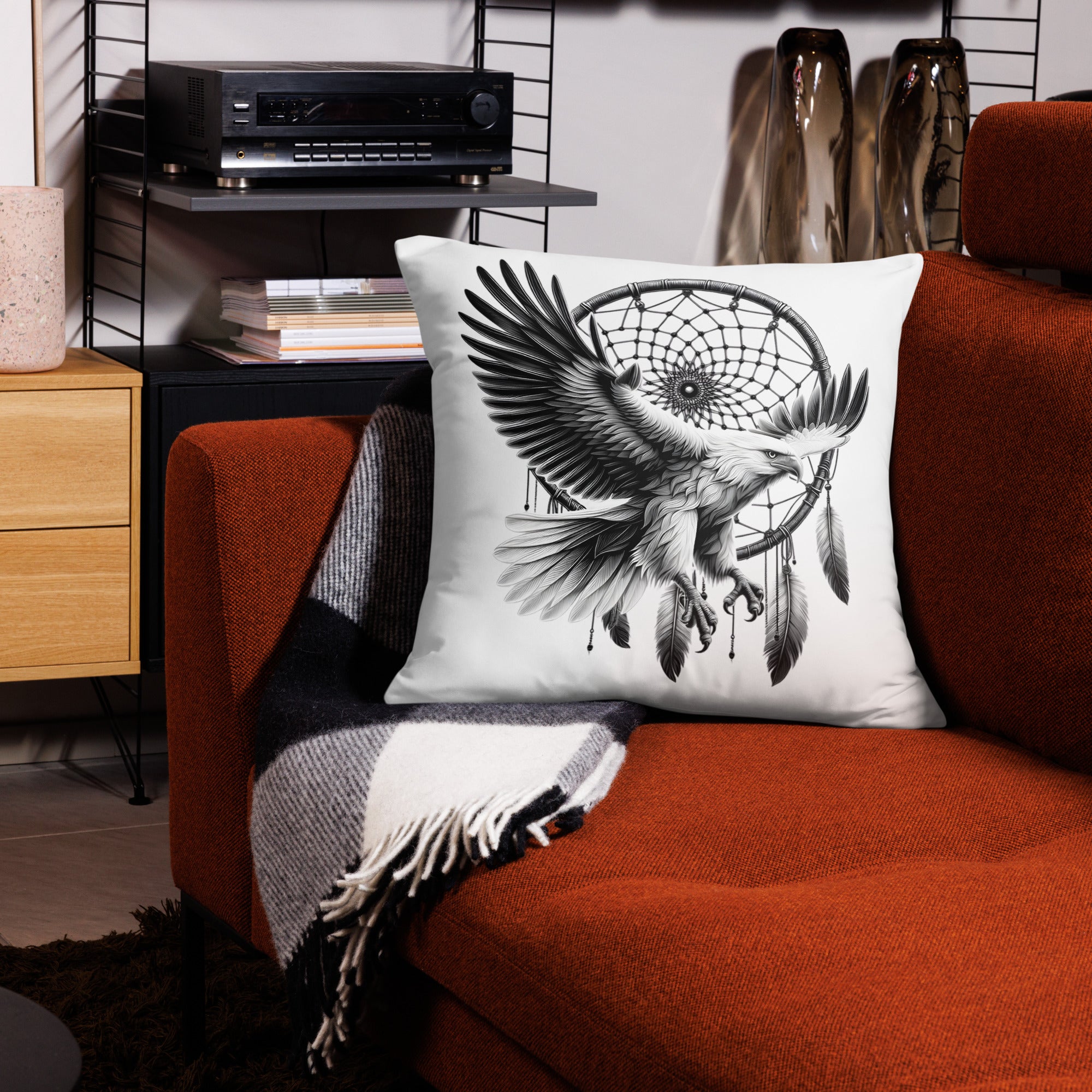 Dreamcatcher Eagle - All-Over Cushion Realistic Native American Talisman Mythology Graphic Design