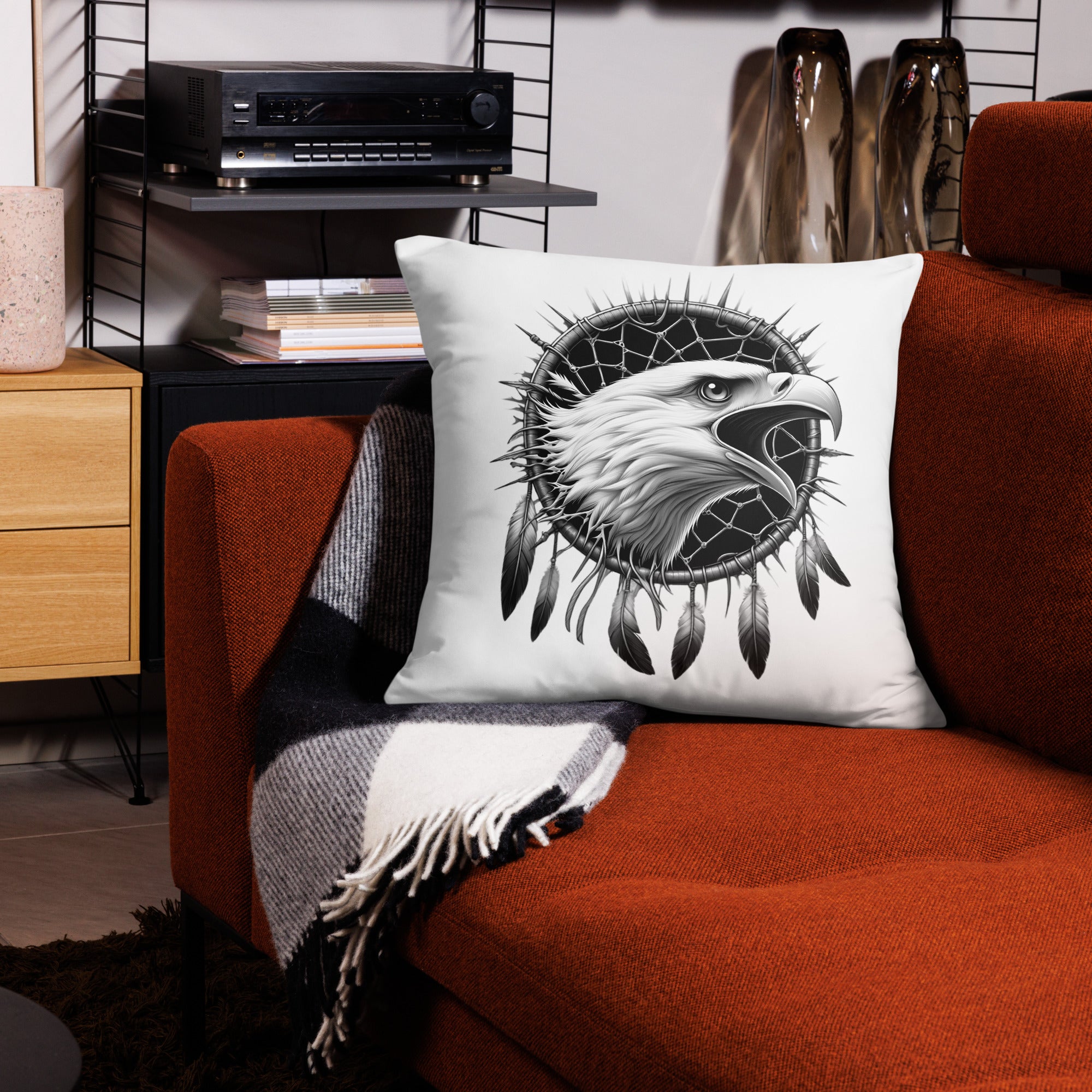 Dreamcatcher Eagle - All-Over Cushion Realistic Native American Talisman Mythology Graphic Design