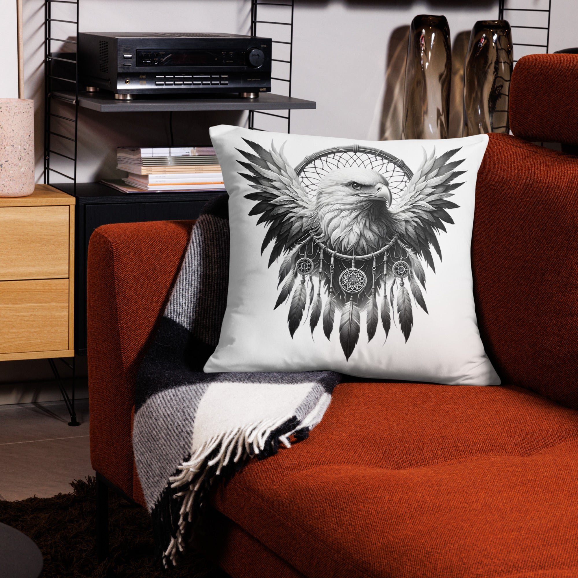 Dreamcatcher Eagle - All-Over Cushion Realistic Native American Talisman Mythology Graphic Design