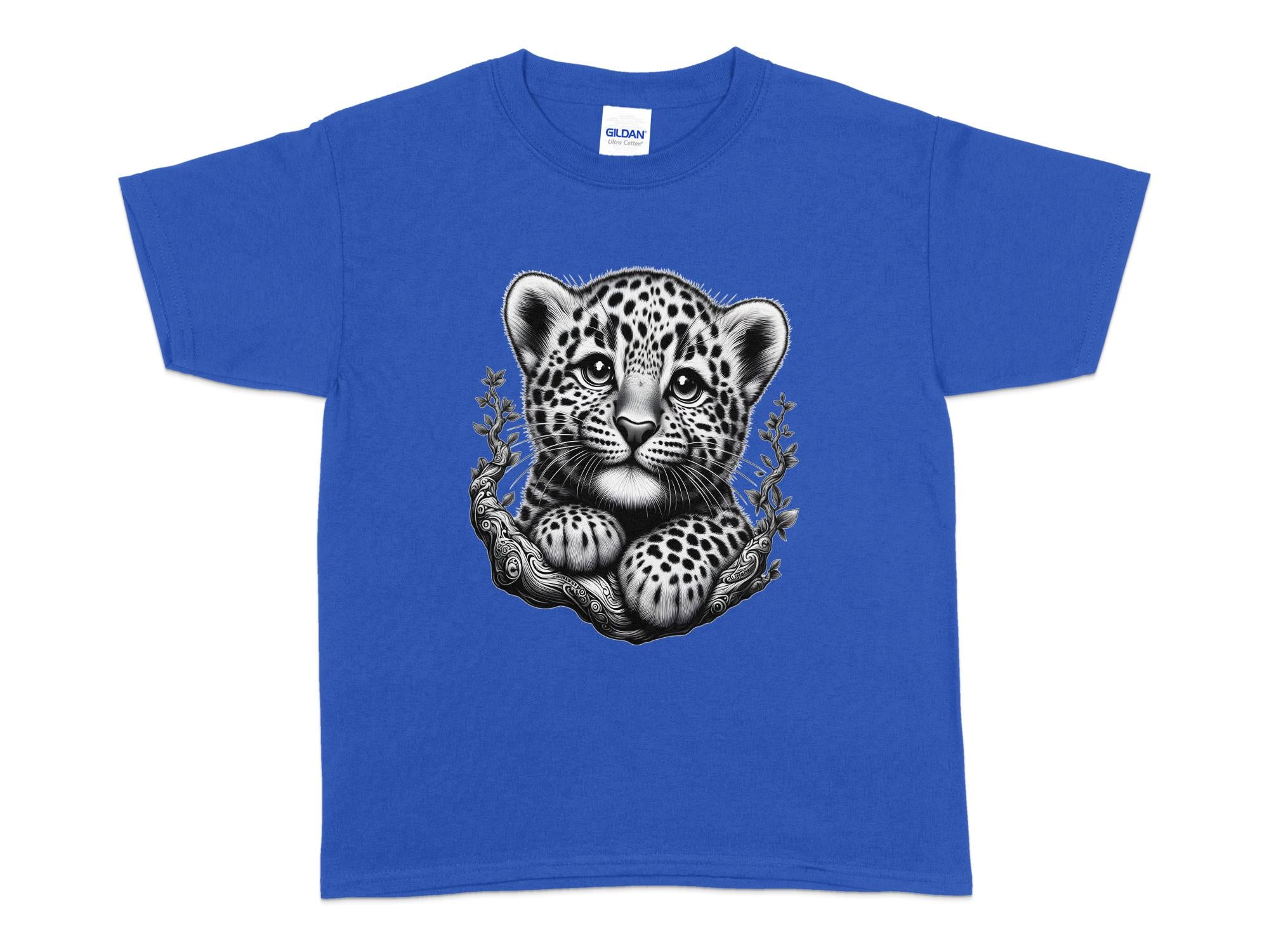 Leopard Bonsai - Coloured Gildan Kids T-Shirt Realistic Animal Talisman Unisex Cute Tee Graphic Design