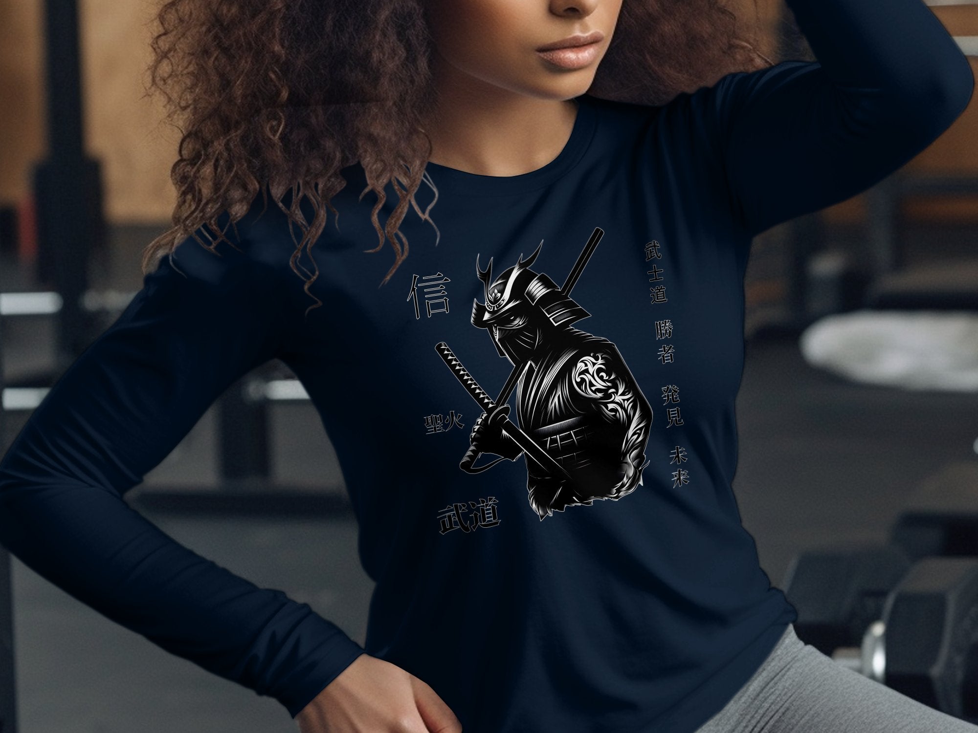 Samurai Ninja - Coloured Gildan Long Sleeve Japanese Talisman Unisex Cultural Symbolic Graphic Design