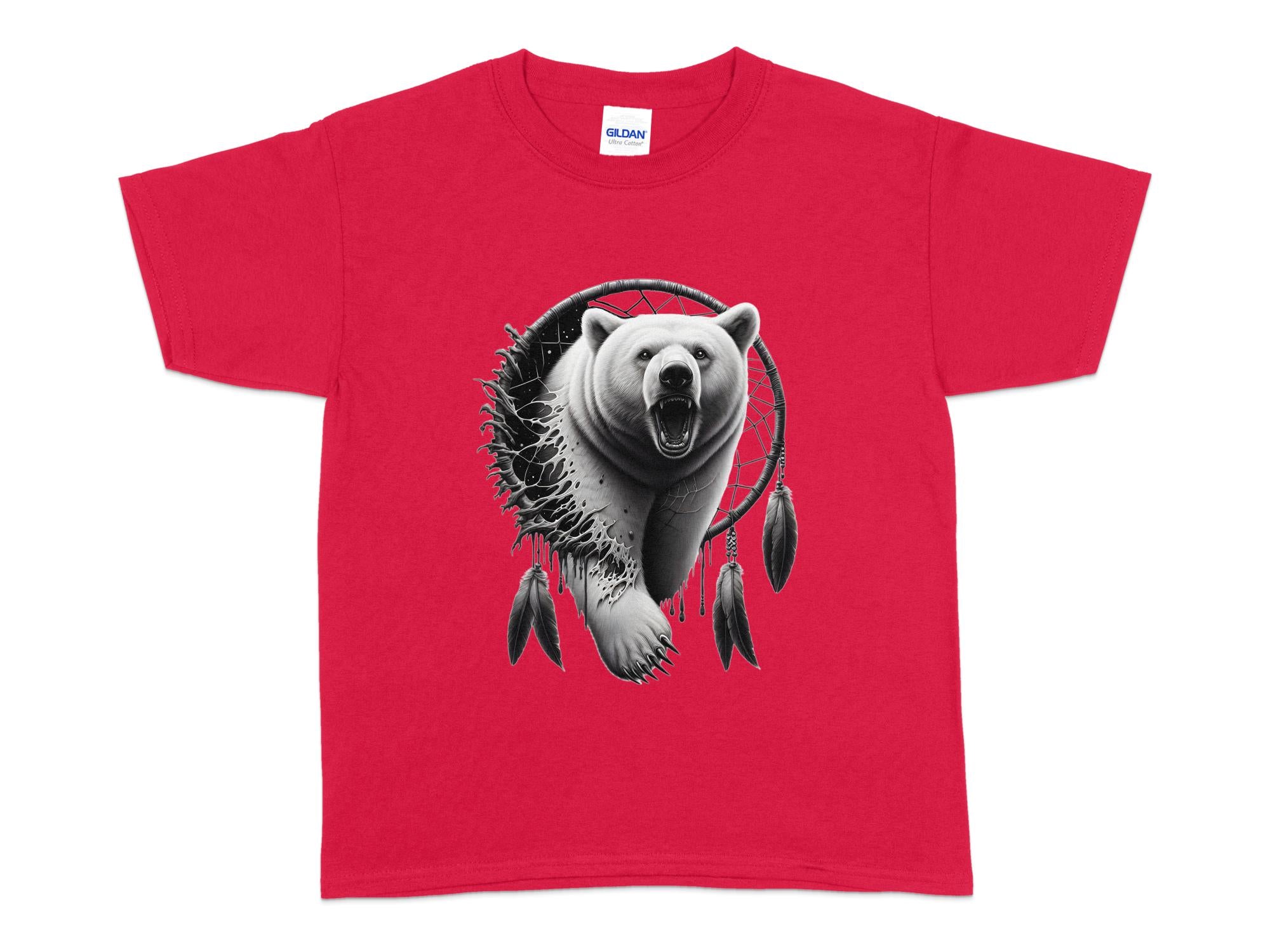 Dreamcatcher Bear - Coloured Gildan Kids T Shirt Realistic Native American Talisman Unisex Mythology Tee Graphic Design