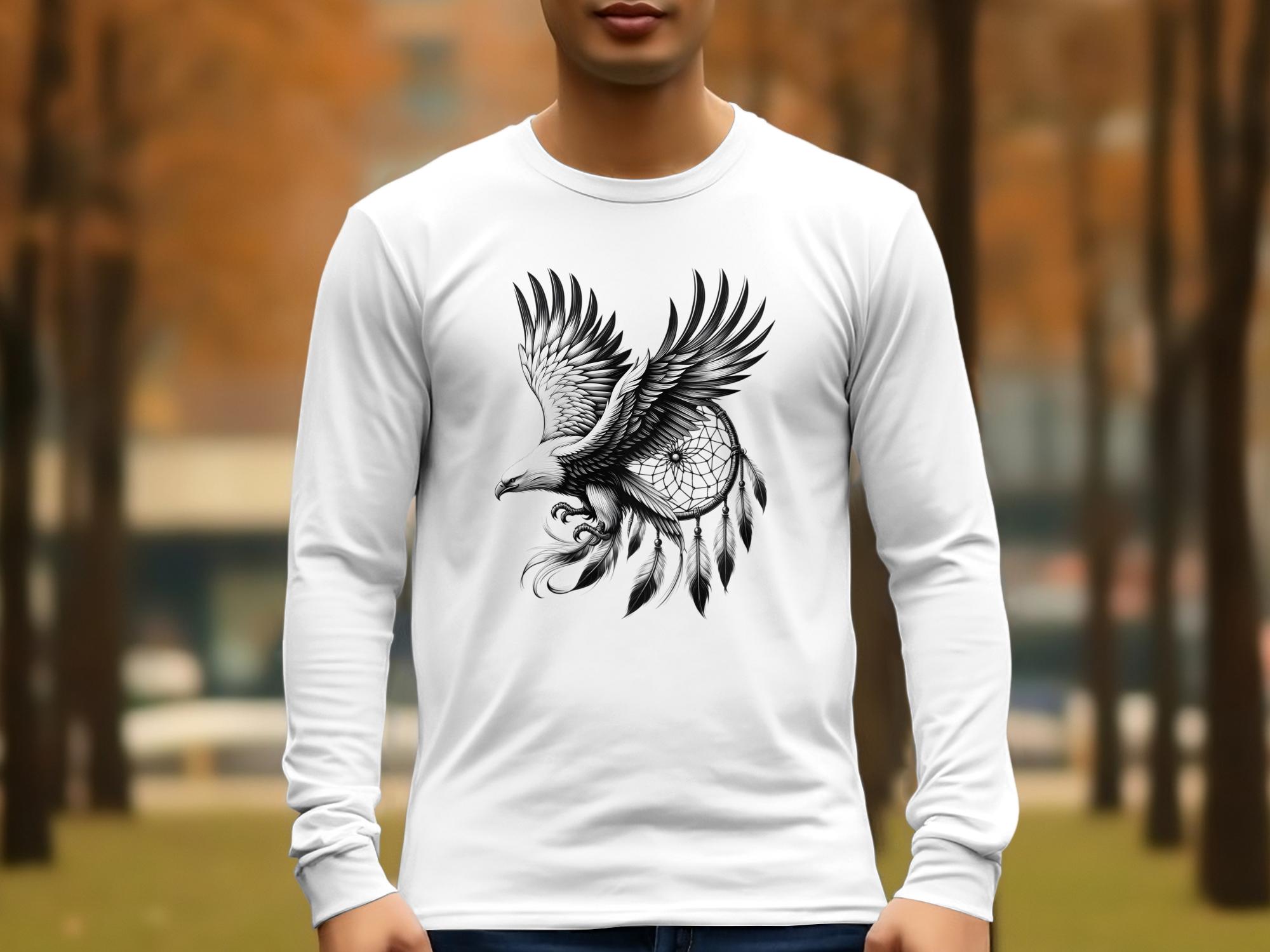 Dreamcatcher Eagle - Coloured Gildan Long Sleeve Realistic Native American Talisman Unisex Mythology Tee Graphic Design