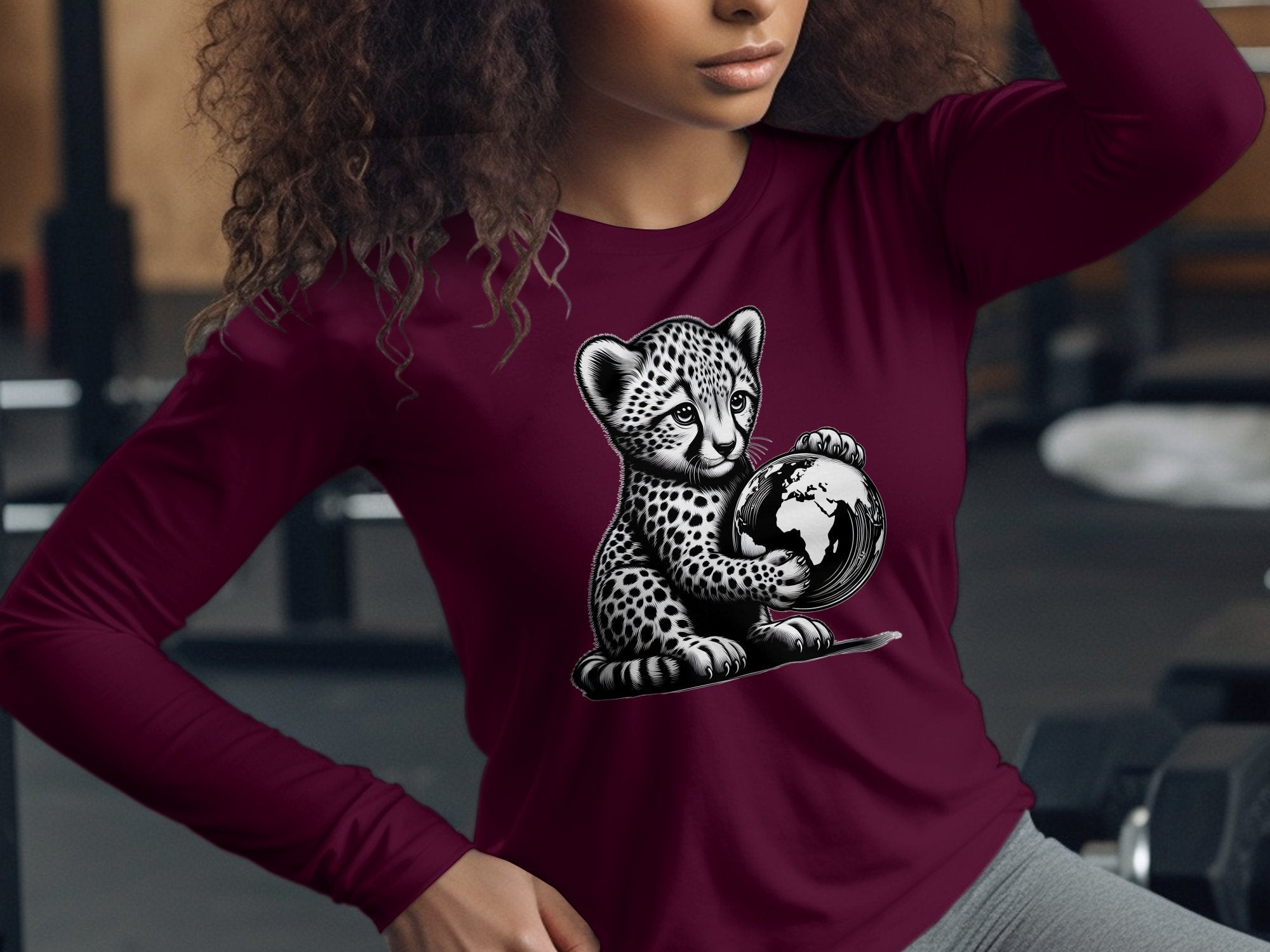 Cheetah World - Coloured Gildan Long Sleeve Realistic Animal Talisman Unisex Cute Tee Graphic Design