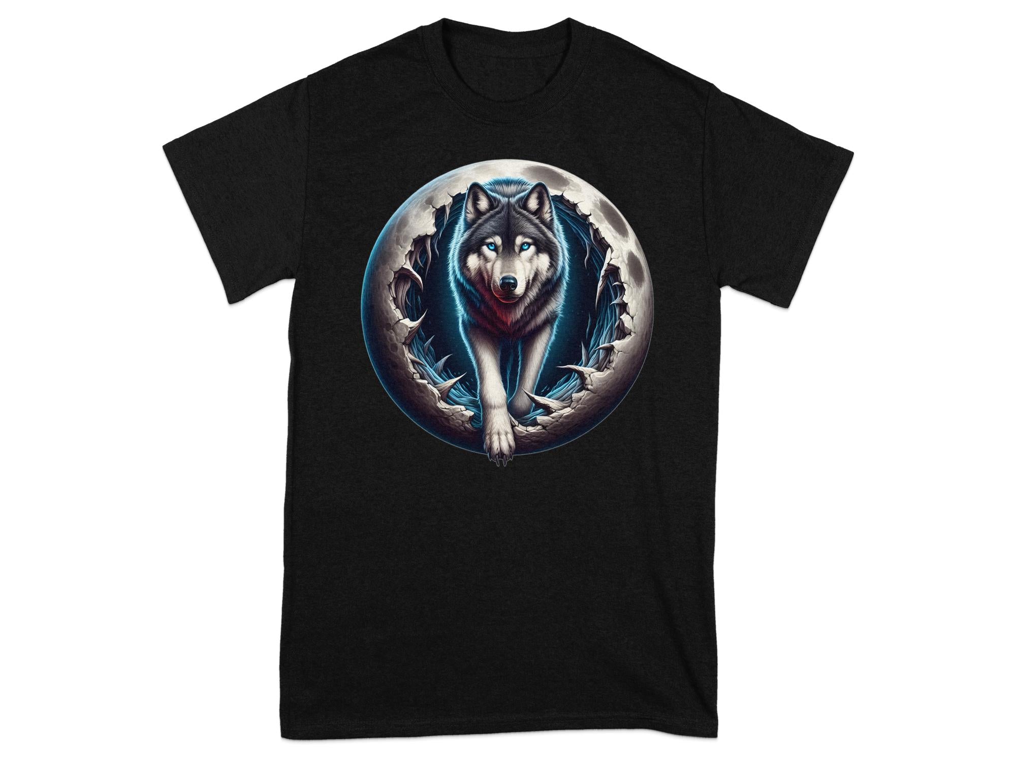 Moon Wolf - T-Shirt Realistic Full Colour Animal Talisman Unisex Mythology Tee Gildan Graphic Design